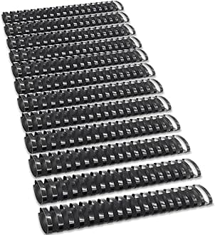 Binditek 12 Pack Plastic Binding Comb Spines, 1-1/2 Inch Diameter, 310 Sheet Capacity, 19 Ring, for Letter Size, Black, for Students and Coworkers