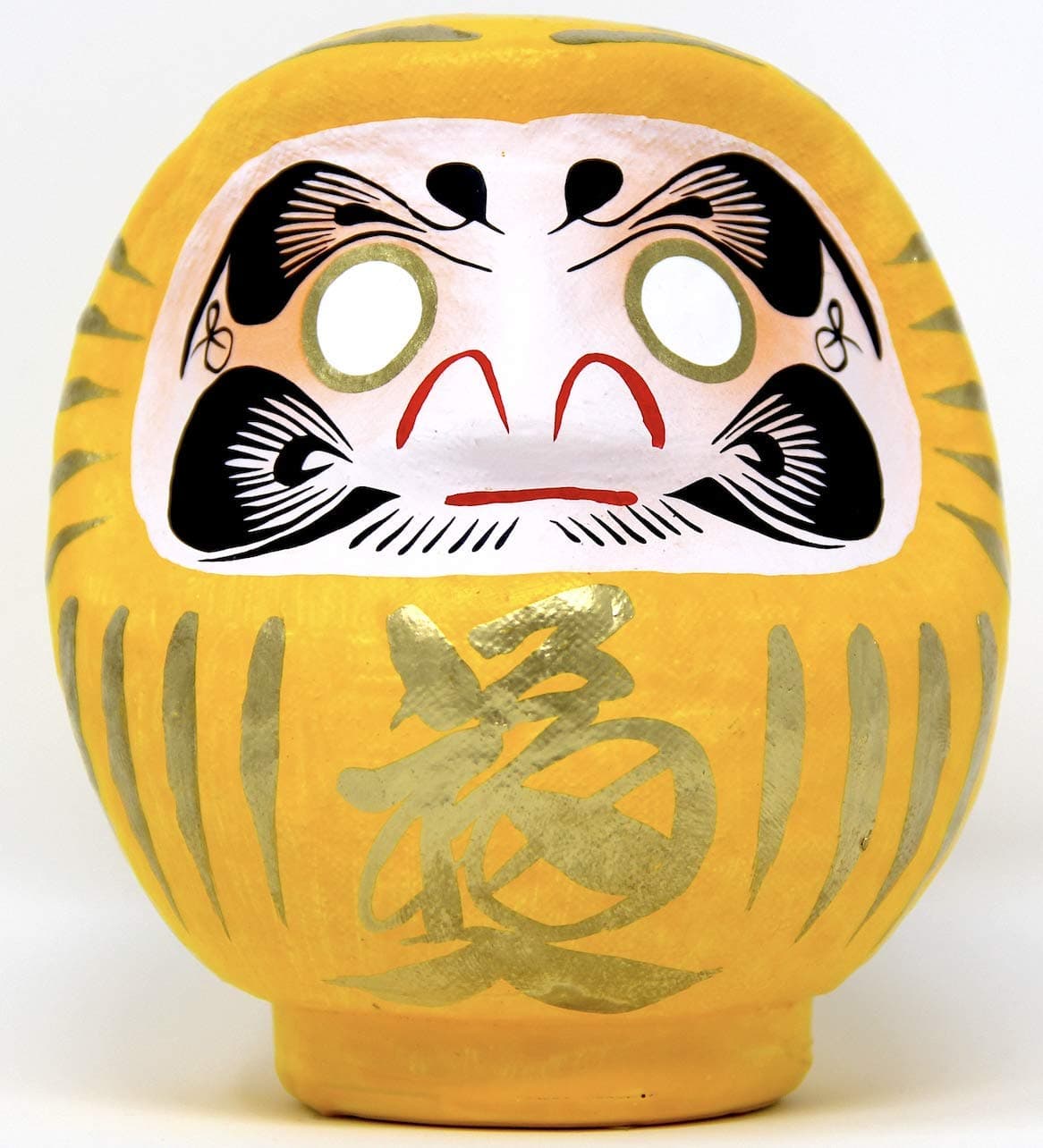 Traditional & Authentic Daruma Lucky Doll – Size 2 – Yellow : Security & Protection – Hand Made in Japan – Height: 4.7 inch (12cm)