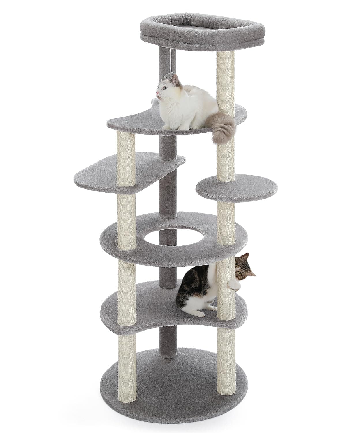 Petepella Cat Tower, Slim, For Large Cats, For Multiple Heads, Stylish, Cute, Interior, Stationary, Hemp Twine, Claw Sharpener, Toy, Compact, Space-Saving, Popular, Eliminates Lack of Exercise, Fall