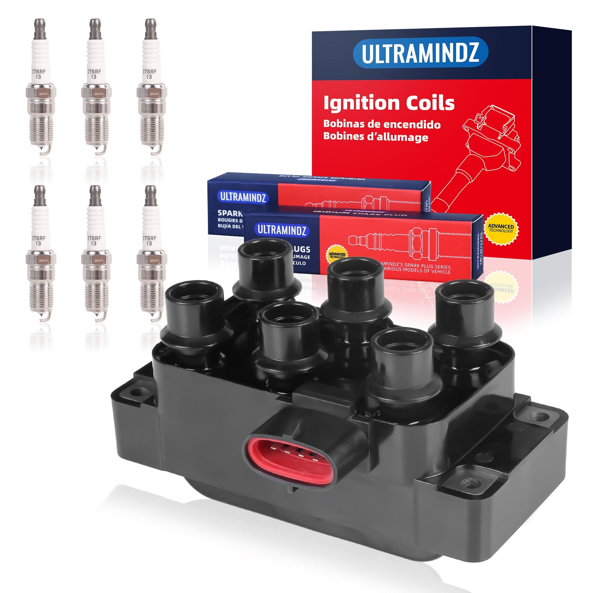 Ignition Coil Pack & Spark Plugs for Ford Explorer 4.0 91-05 Ranger 4.0 3.0 90-11 4.2 F150 E-150 E-250 97 Aerostar 4.0 90-97 for Mercury Mountaineer 4.0 98-06 for Mazda B3000 B4000 94-04 DG459 DGE446