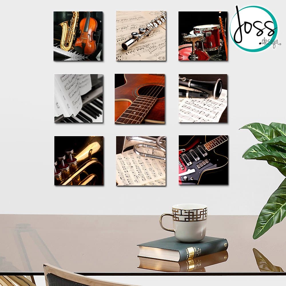 Wall Art Decor by JOSS DESIGN 9 Pieces Set, Ready to Hang! Musical Instruments