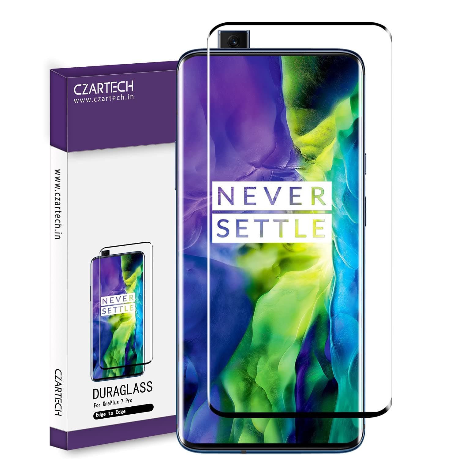 CZARTECH 2-Pack Tempered Glass for OnePlus 7 Pro | OnePlus 7T Pro Screen Protector Edge to Edge [Case Compatible]