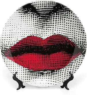 Lina Cavalieri Plate, Fornase Decorative Plate Face Makeup Plate Wall Hanging Decoration,Including Bracket and Special Spring Hook,style-14,6inch