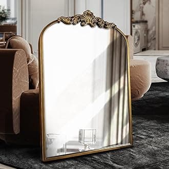 WAMIRRO Arched Mirror, Gold Traditional Vintage Ornate Baroque Mirror, Wall Mounted Mirror for Entryway/Fireplace/Living Room/Hallway/Bathroom. 36"X24" Gold