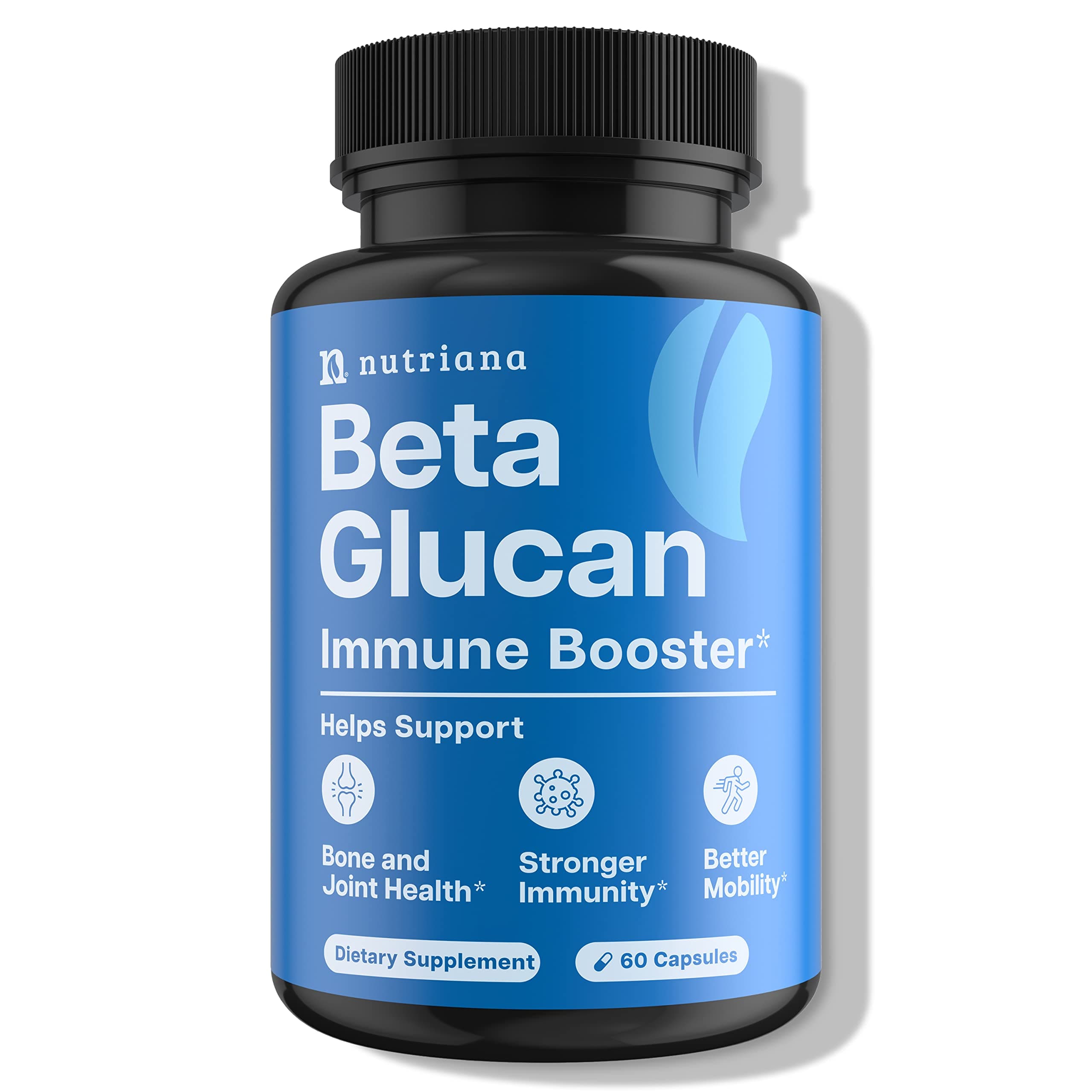 Beta 1,3D Glucan 1,000mg - Immune Support - Beta 1,3 1,6 B-Glucan Supplements - 60 Capsules - Beta Glucan 1 3D Glucan 500mg
