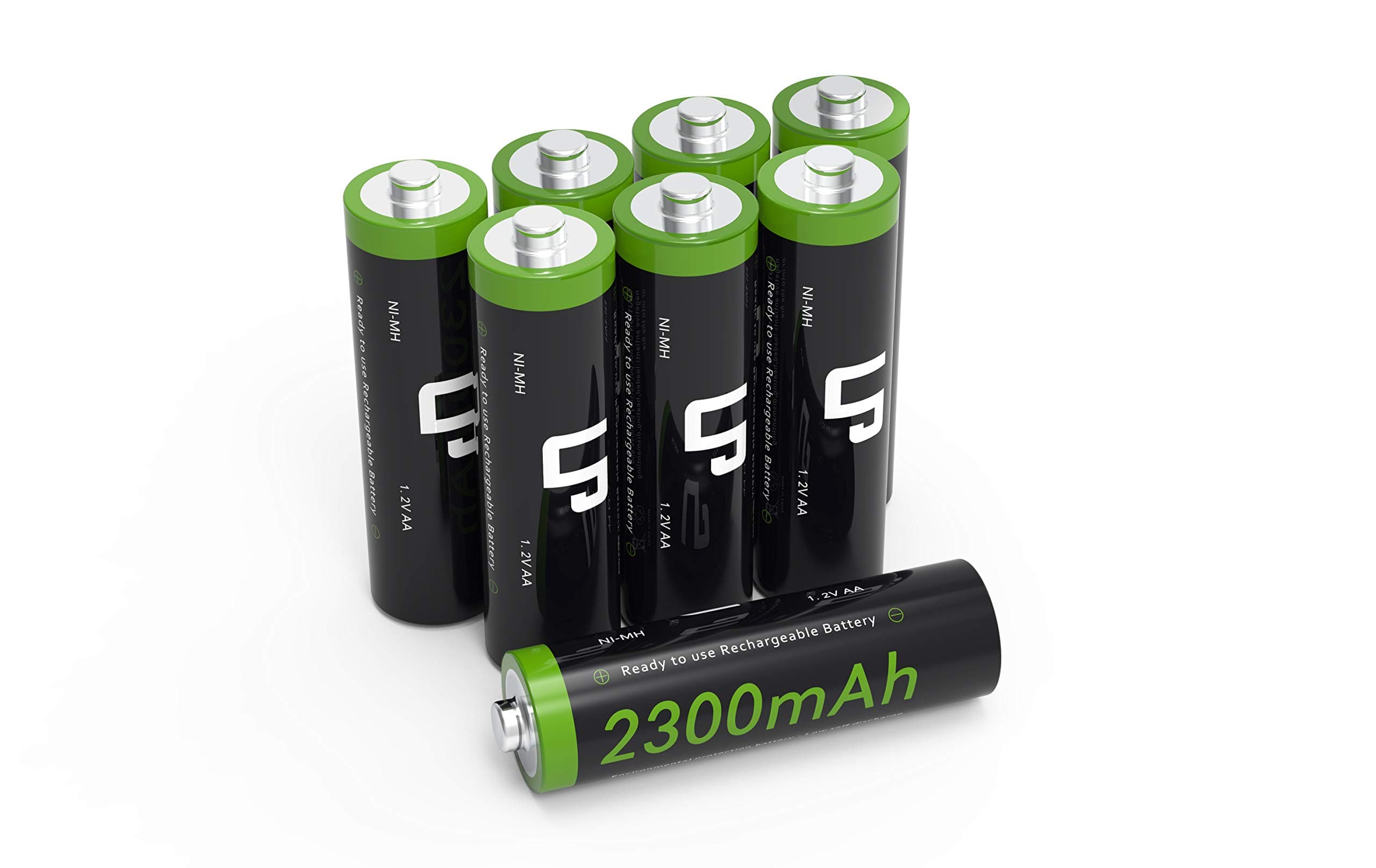 LP AA Rechargeable Batteries Pack, 8 Pack 2300mah High Capacity Double A Batteries 1.2V NIMH for Clocks, Remotes, Toys, Cameras, Flashlights and More