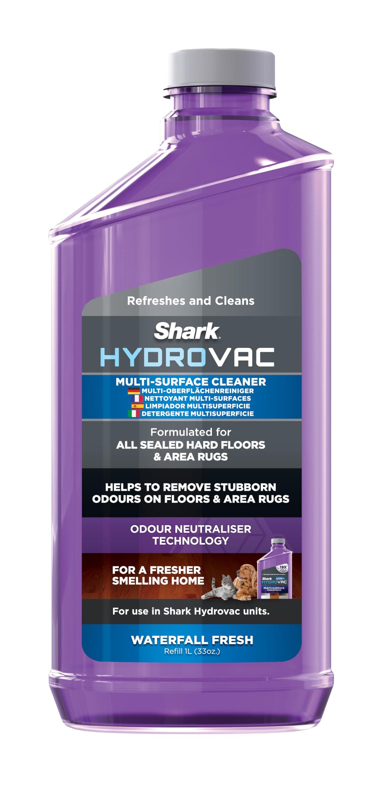 Shark HydroVac Multi-Surface Floor Cleaner Refill 1 Litre with Odour Neutraliser, Hard Floor Cleaning Solution, Compatible with Shark HydroVac