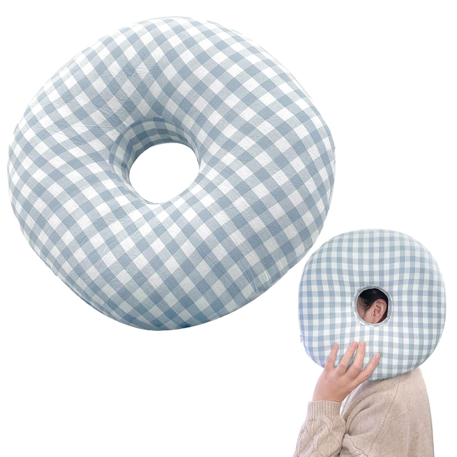 Azonee Doughnut Piercing Pillow with Ear Hole Comfortable Support Cushion for Side Sleepers Relief from Ear Pain Ideal for Pierced Ears and Side Sleeping