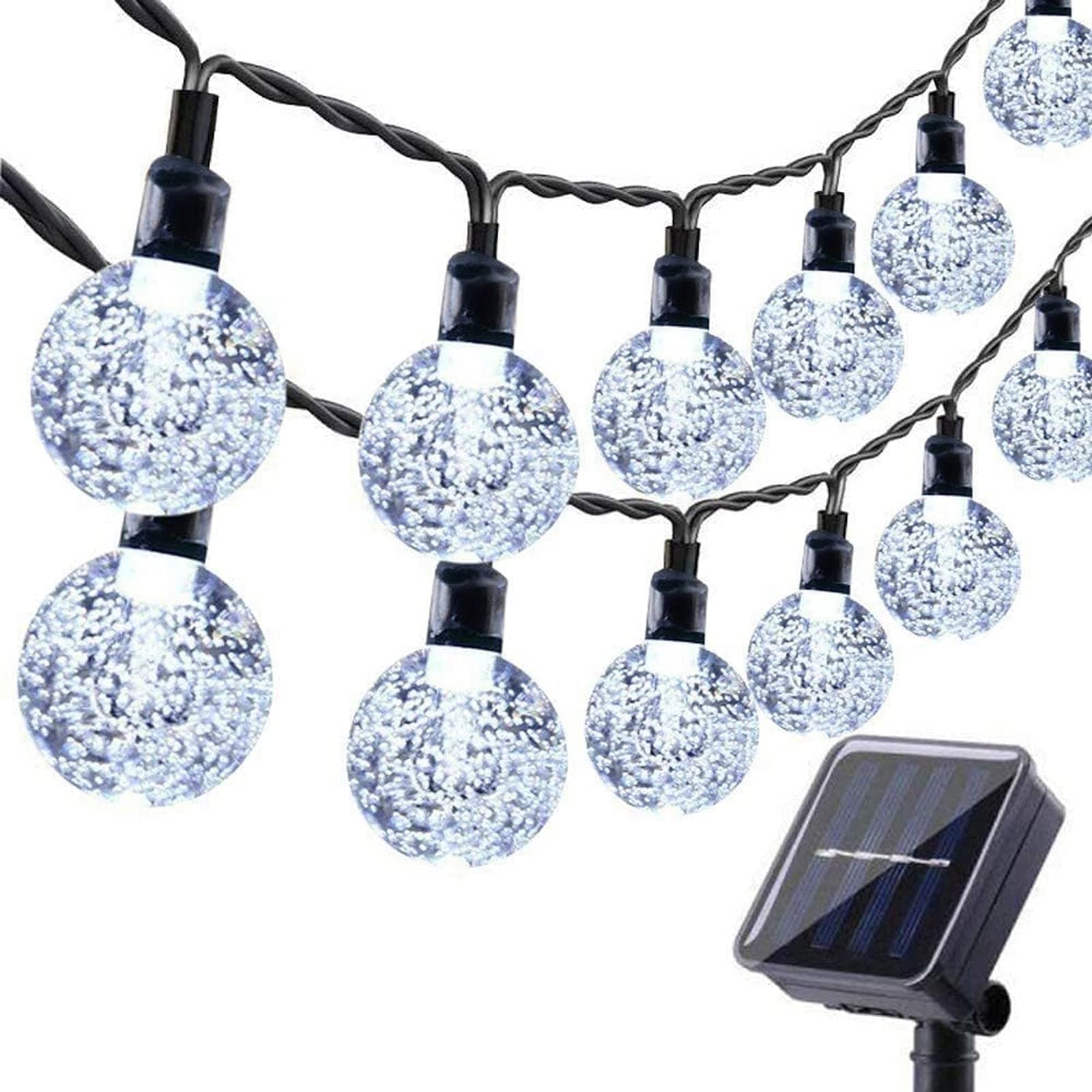 Moxled Solar Garden Lights Outdoor, 36ft 60 LED Solar String Lights Waterproof, Solar Powered Crystal Ball Indoor/Outdoor Fairy Lights Decorative for Garden, Patio, Yard, Festival, Parties (White)
