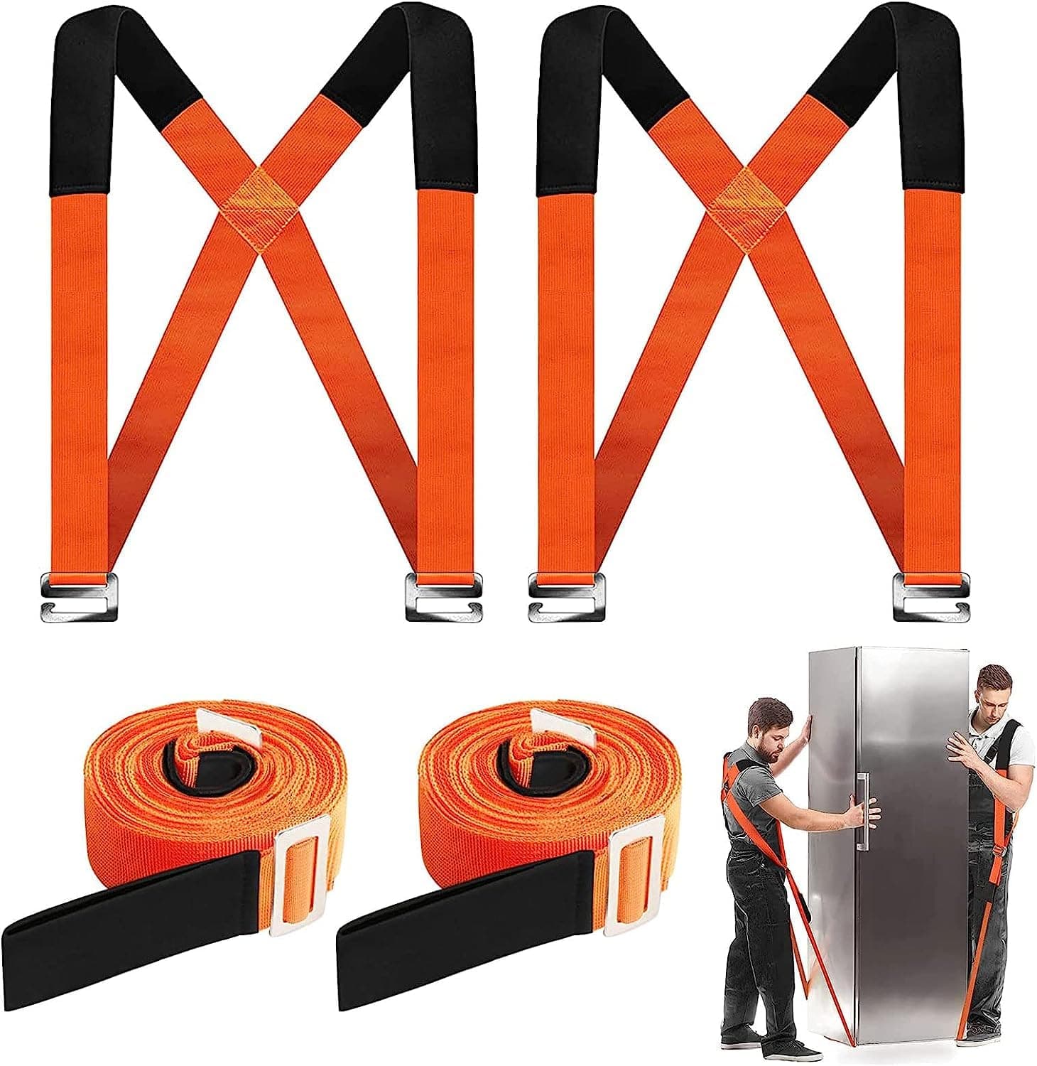 Moving Straps, Lifting Strap for 2 Movers, Easily Move, Lift, Carry Furniture, Mattress, Appliance, Heavy Object Without Back Pain Great Tool for Moving Bulky Items (Orange)