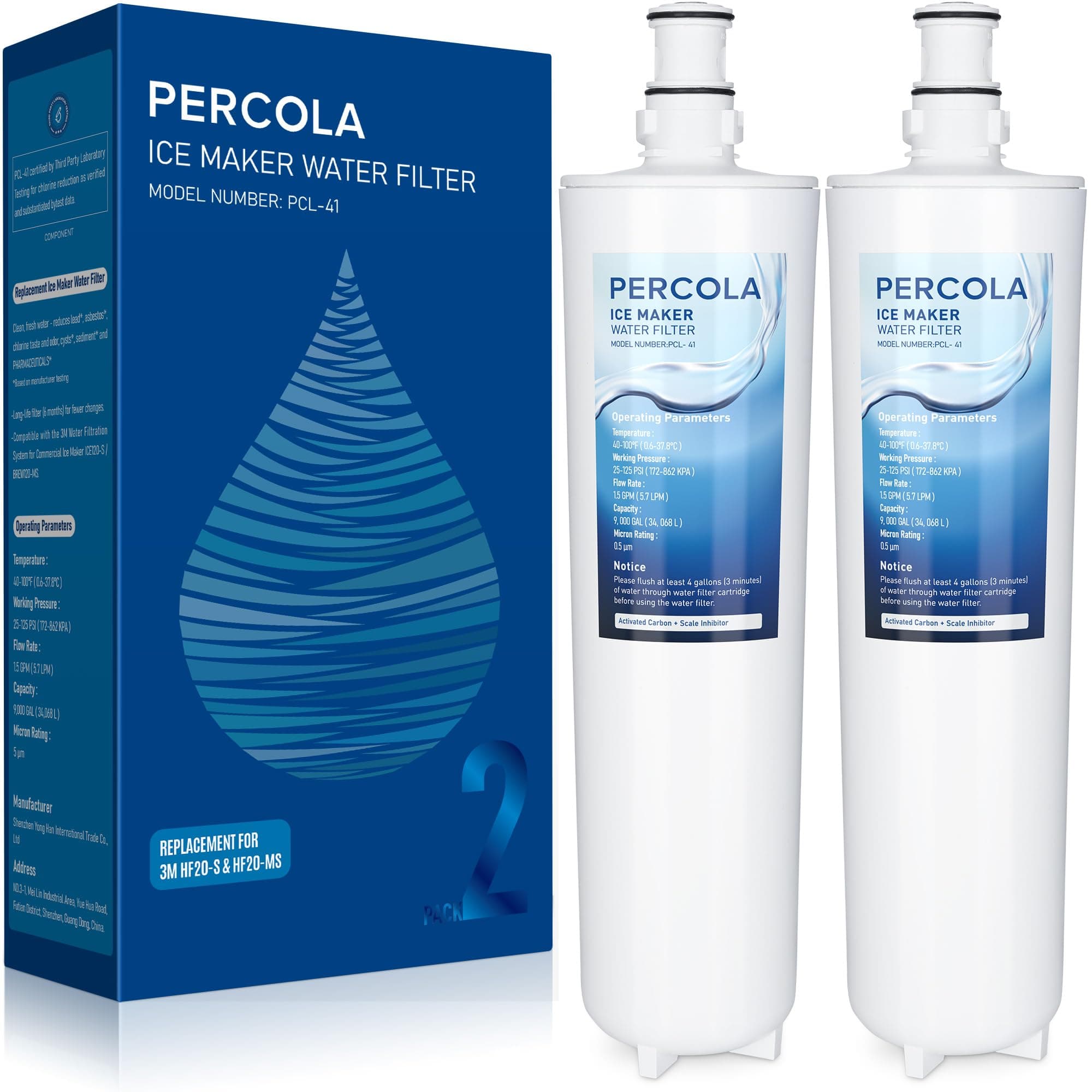 HF20-S/HF20-MS/HF25-S Water Filter, Compatible with 3M® High Flow Series Cartridge HF20-S, 5615103/HF20-MS, 5615109/HF25-S,5615203, 3M® Water Filtration System, W/Scale Inhibitor (2 Pack)