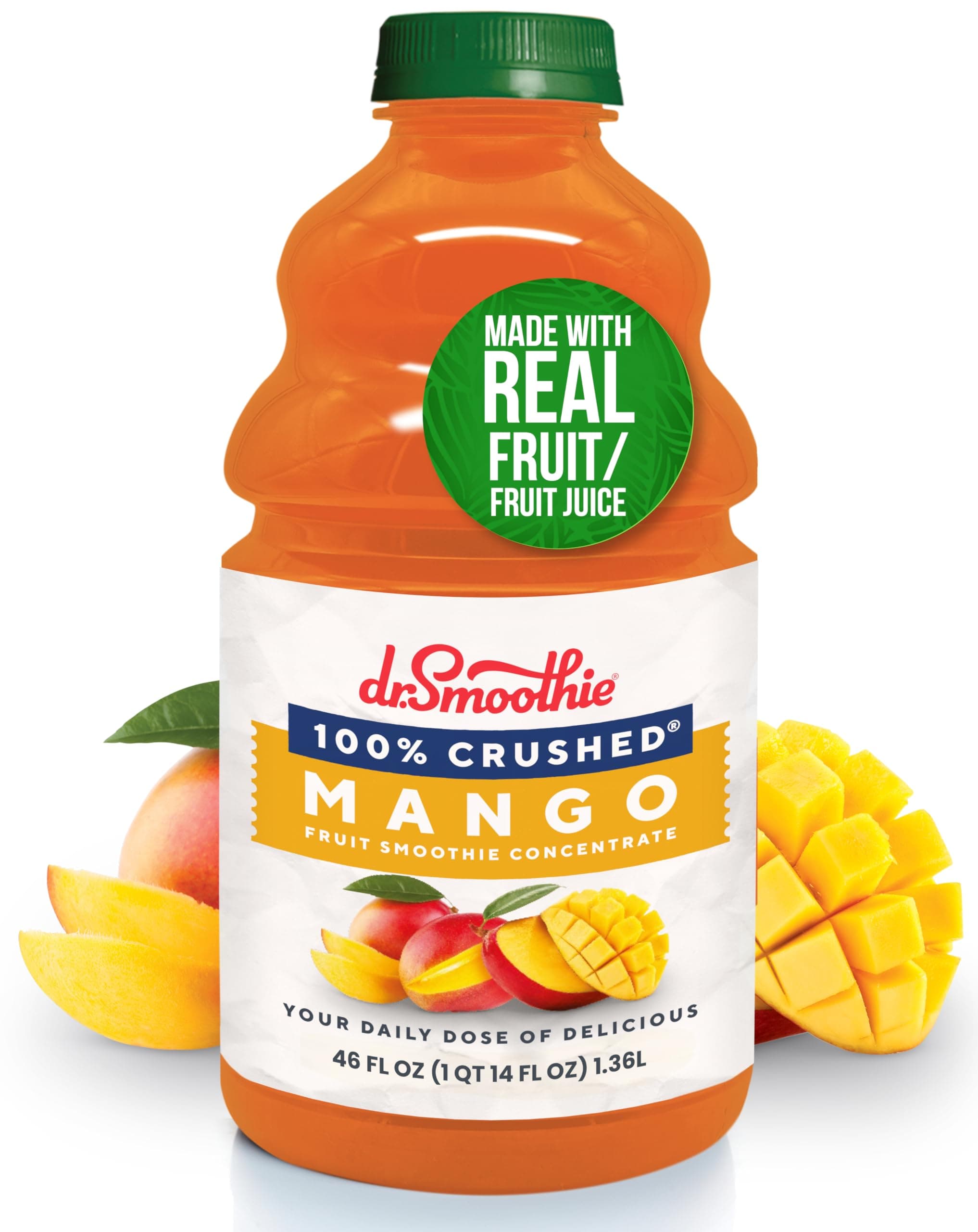 Dr. Smoothie 100% Crushed Mango, 46 Fl Oz (Pack of 6)