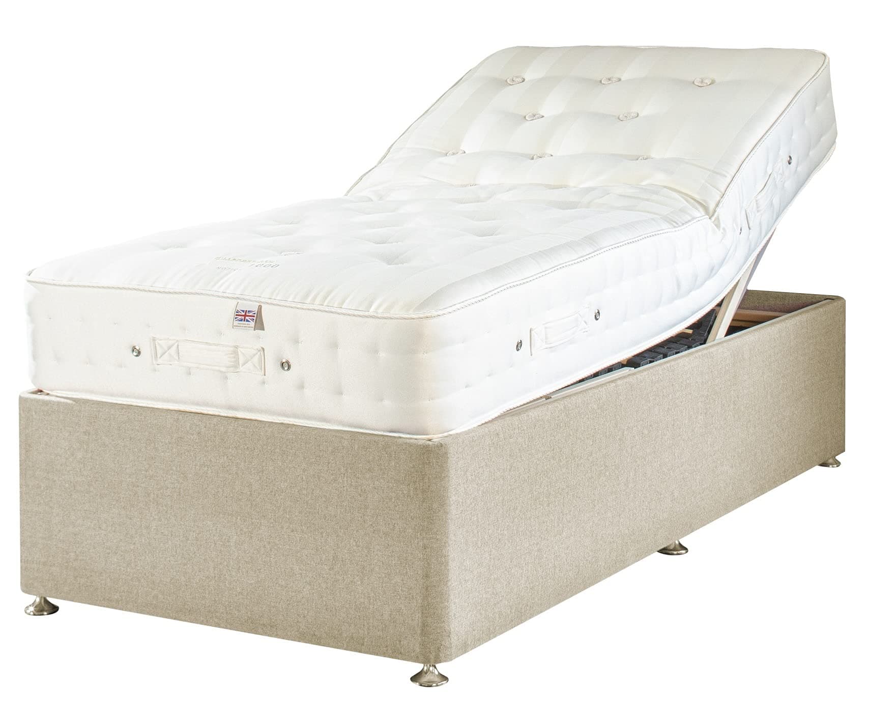 SaveOnGoodsUK3ft Single Electric Adjustable Bed with Deep Base and matress. Supportive pocket spring mattress & adjustible action