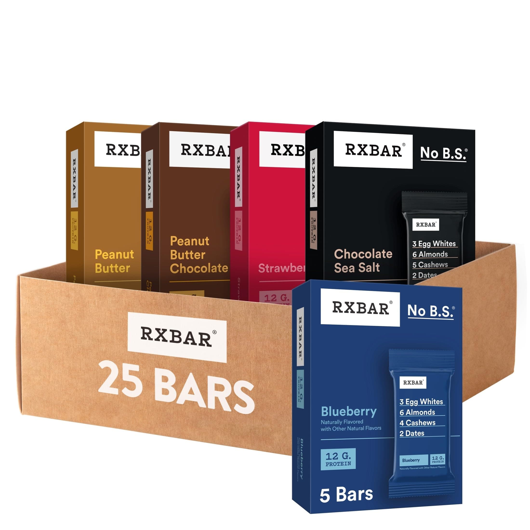 RXBAR Protein Bars, Snack Bars, Variety Pack (5 Boxes, 25 Count)
