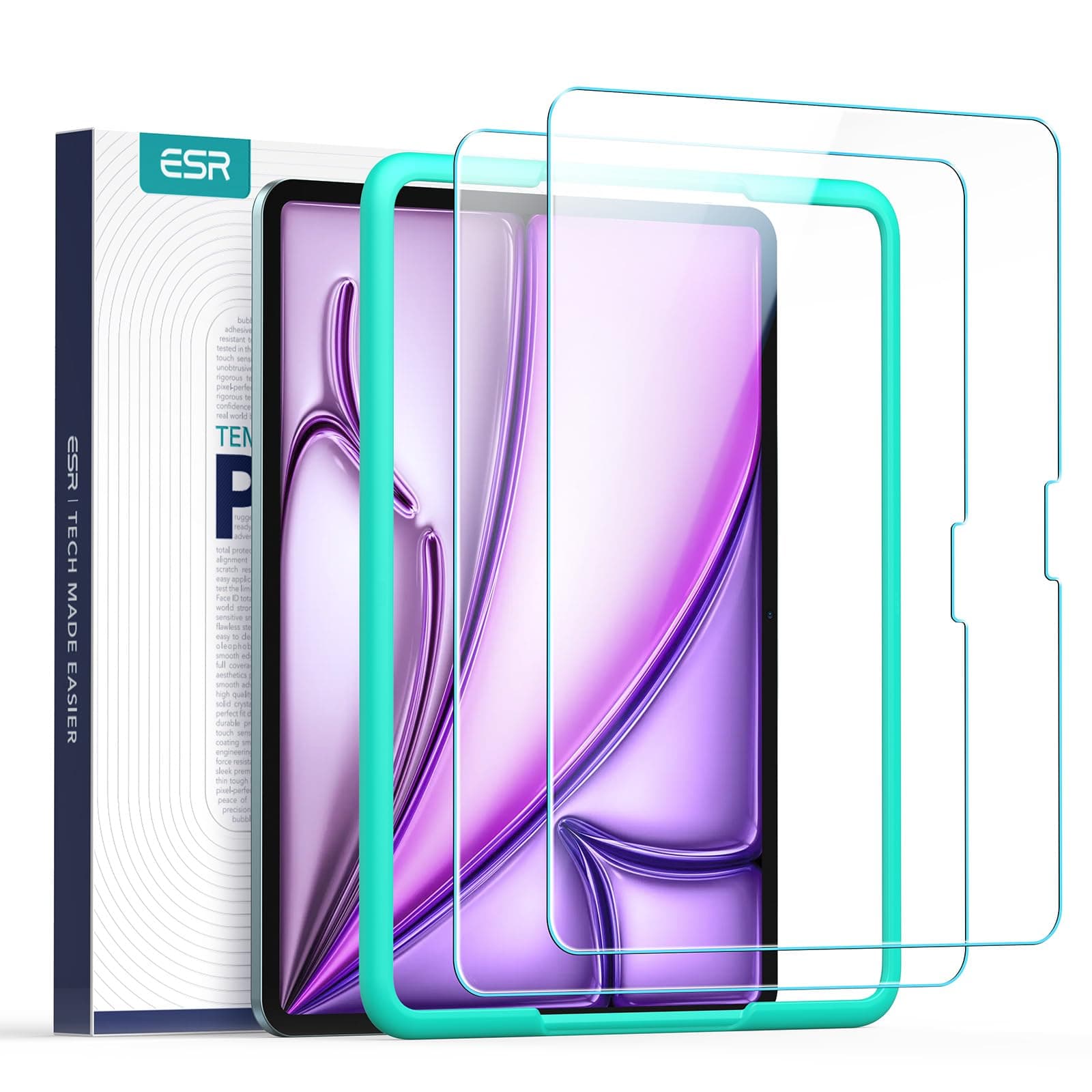 2 Pack Screen Protector for iPad Air 13 Inch M4/M3/M2 2026/2025/2024 (8th/7th/6th Generation), 9H Tempered Glass with Alignment Frame, Anti-Scratch, Bubble Free, HD Clarity, Apple Pencil Support | 2025/2024, Ultra-Hard, Tempered Glass Film, Guard, with Alignment Frame, Anti-Scratch