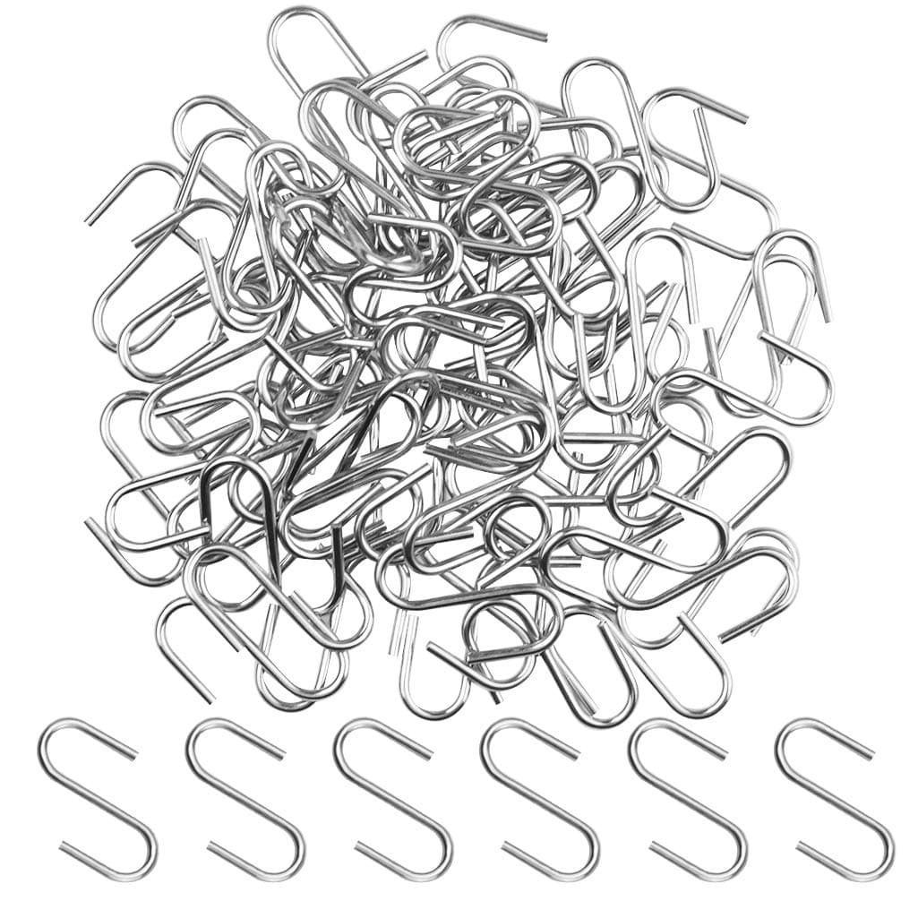 Nydotd 180 Pcs Mini S Hook Connectors, Mini Metal S-Shaped Wire Hook Hangers Ornament Hooks for DIY Crafts, Hanging Jewelry, Key Chain Ring and Tags, Pet Name Tag, Wood Circles (20mm, Silver)