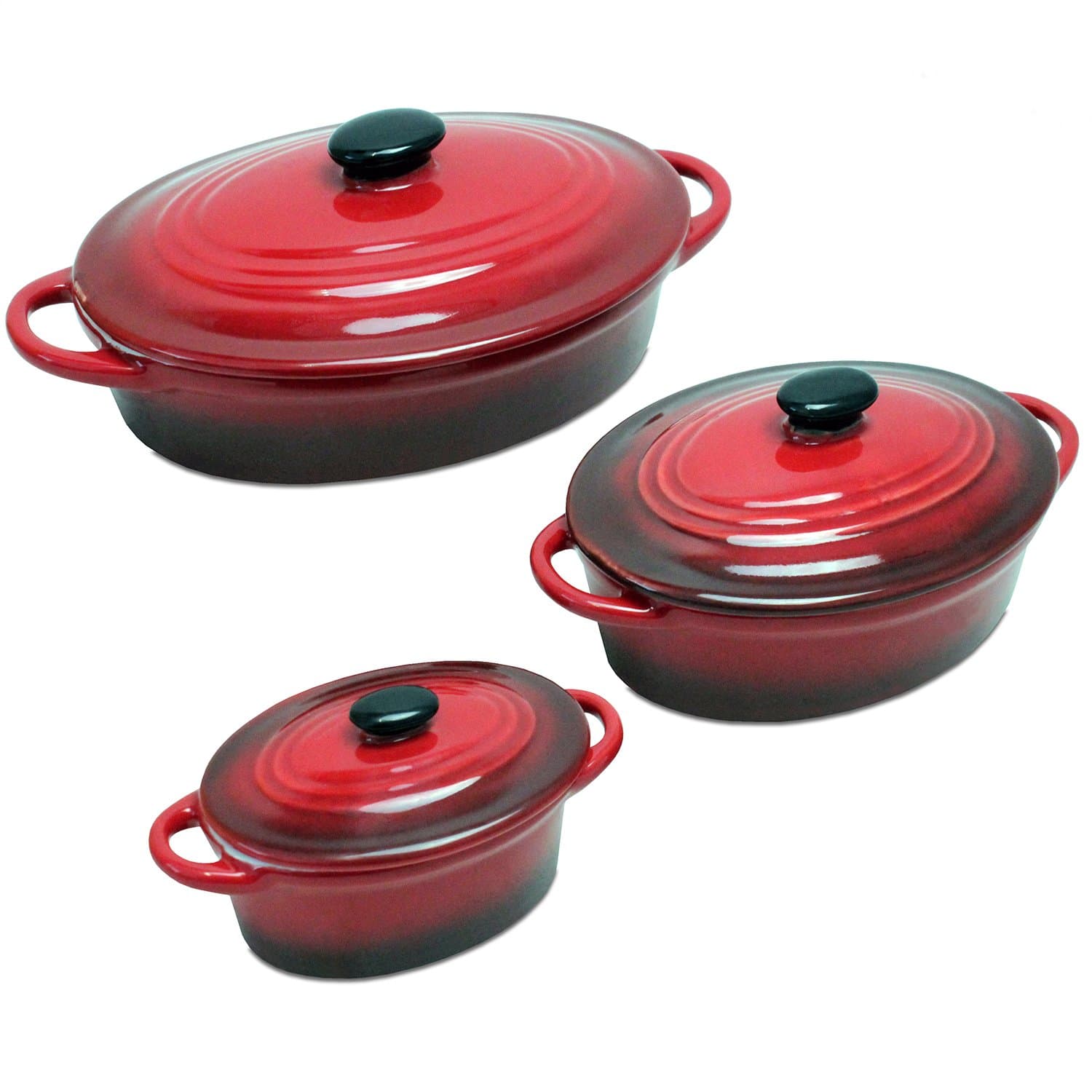 6-piece Mini casserole dish set, with lid, oval, ceramic oven moulds, baking bowls