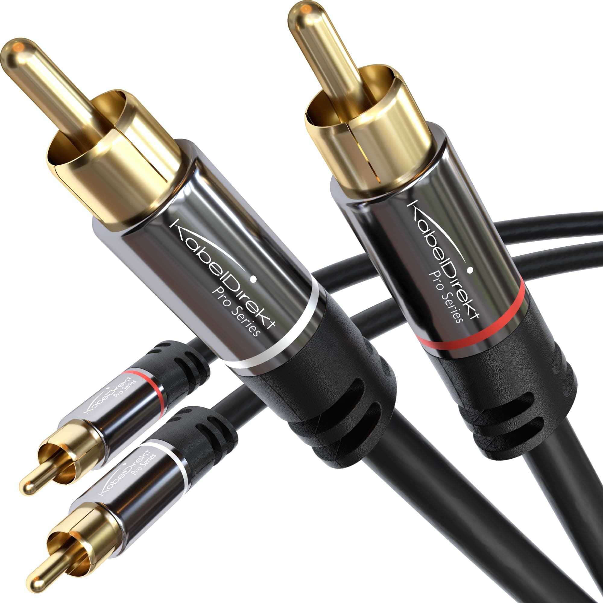 CableDirect – 6ft RCA/Phono Cable, 2 × 2 Plugs, Stereo Audio Cable, Practically Break-Proof & Flawless Sound Quality (coaxial, subwoofer/amp/HiFi & Home Cinema/Blu-ray, Analog & Digital)
