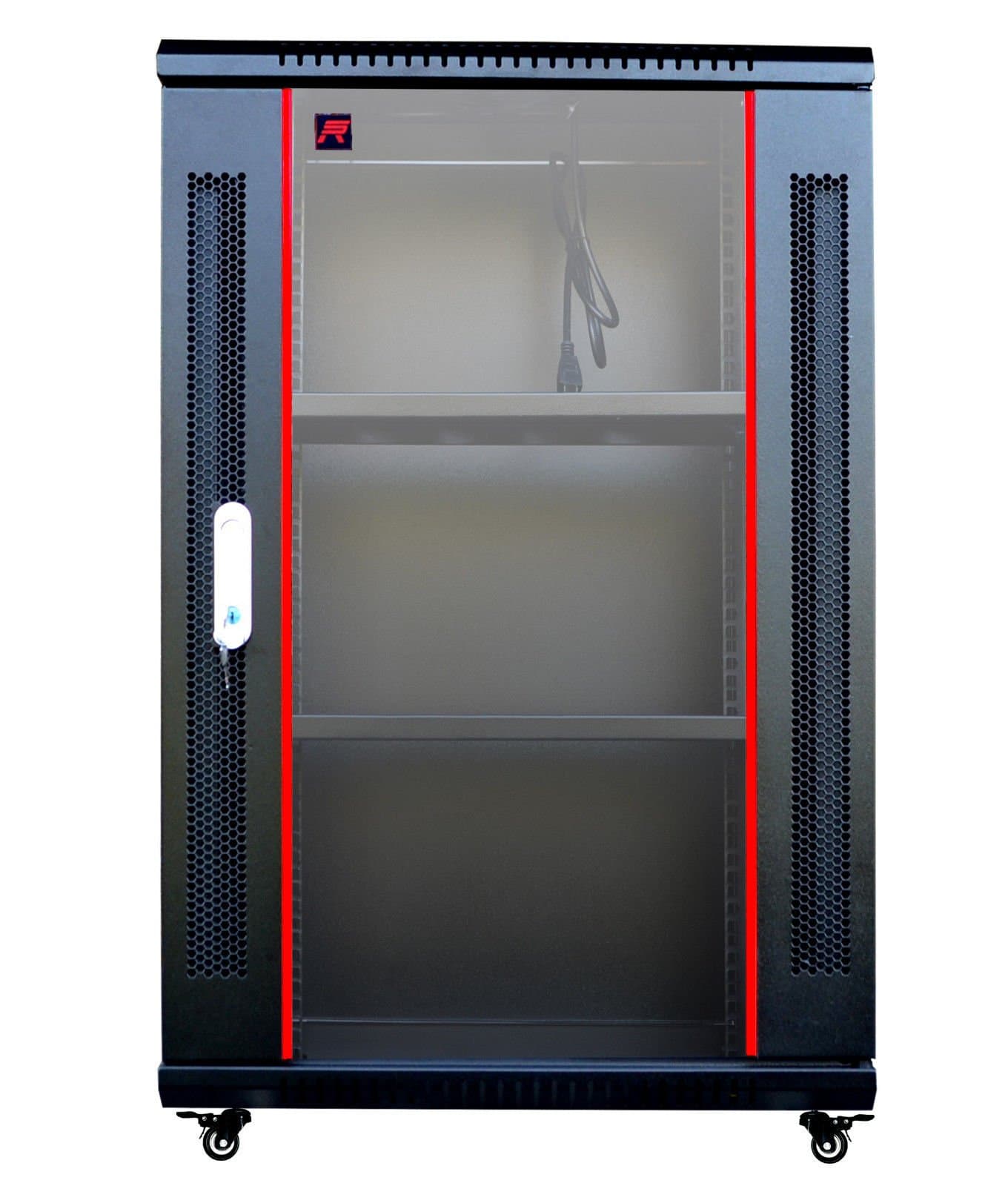 15U Server Cabinet - Floor Standing Network Enclosure with Wall Mount Option, AV Rack for Computer Equipment, Secure and Ventilated Design, Easy Installation
