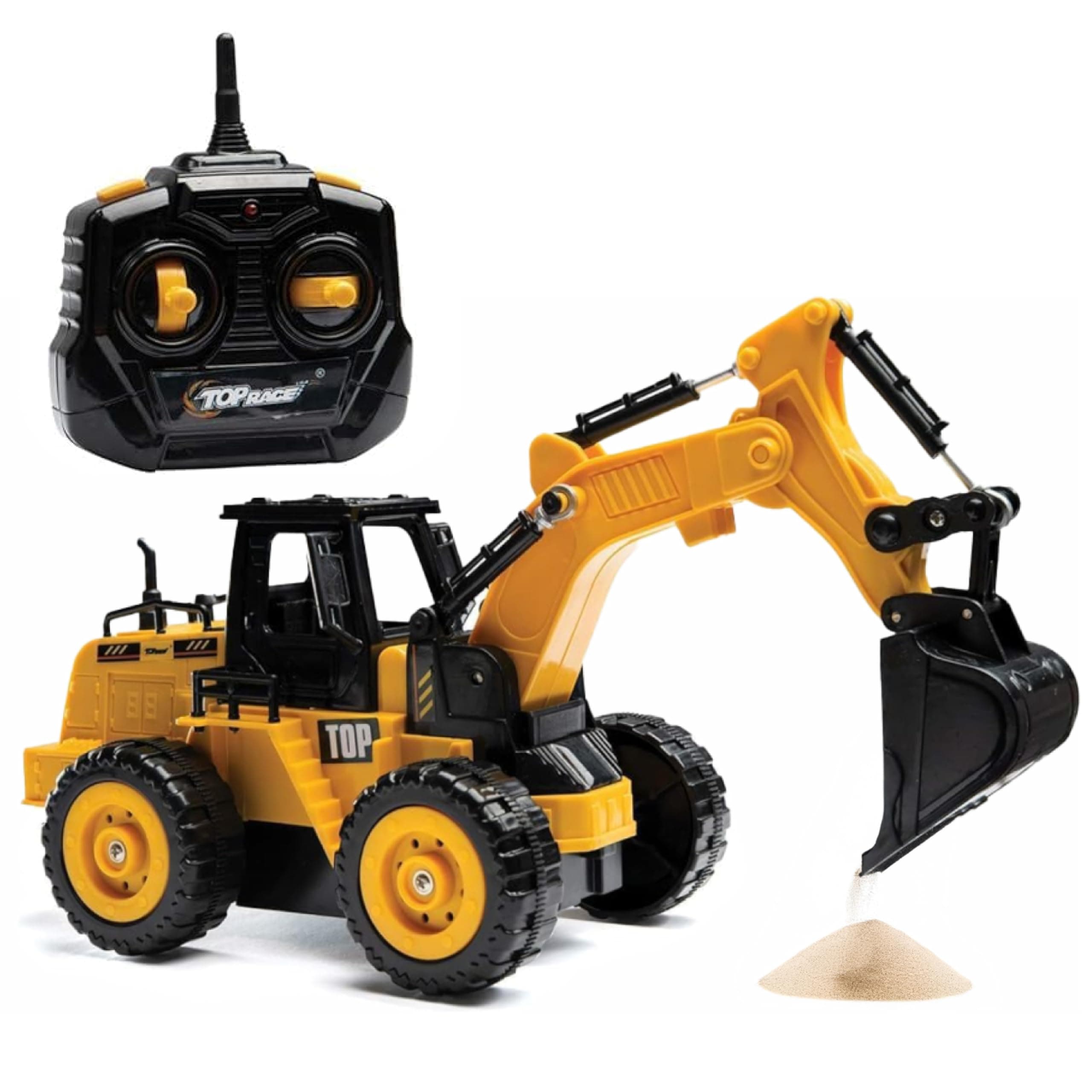 Top Race 5 Channel Fully Functional Rc Excavator Remote Control Construction Vehicles Kids Size Designed for Small Hands - Rc Construction Vehicles (Excavator)