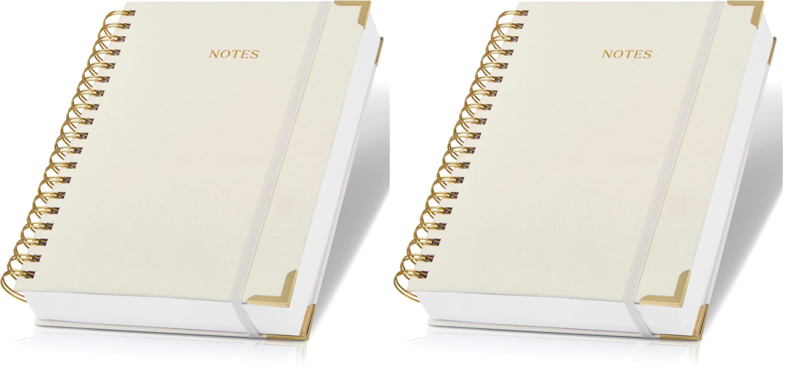 Aesthetic Thick Spiral Notebook Journal in B5 Format, Modern Linen Hardcover College Ruled Note Book With 300 Lined Pages - Perfect For Writing And Staying Organized at Work or School (Pack of 2)