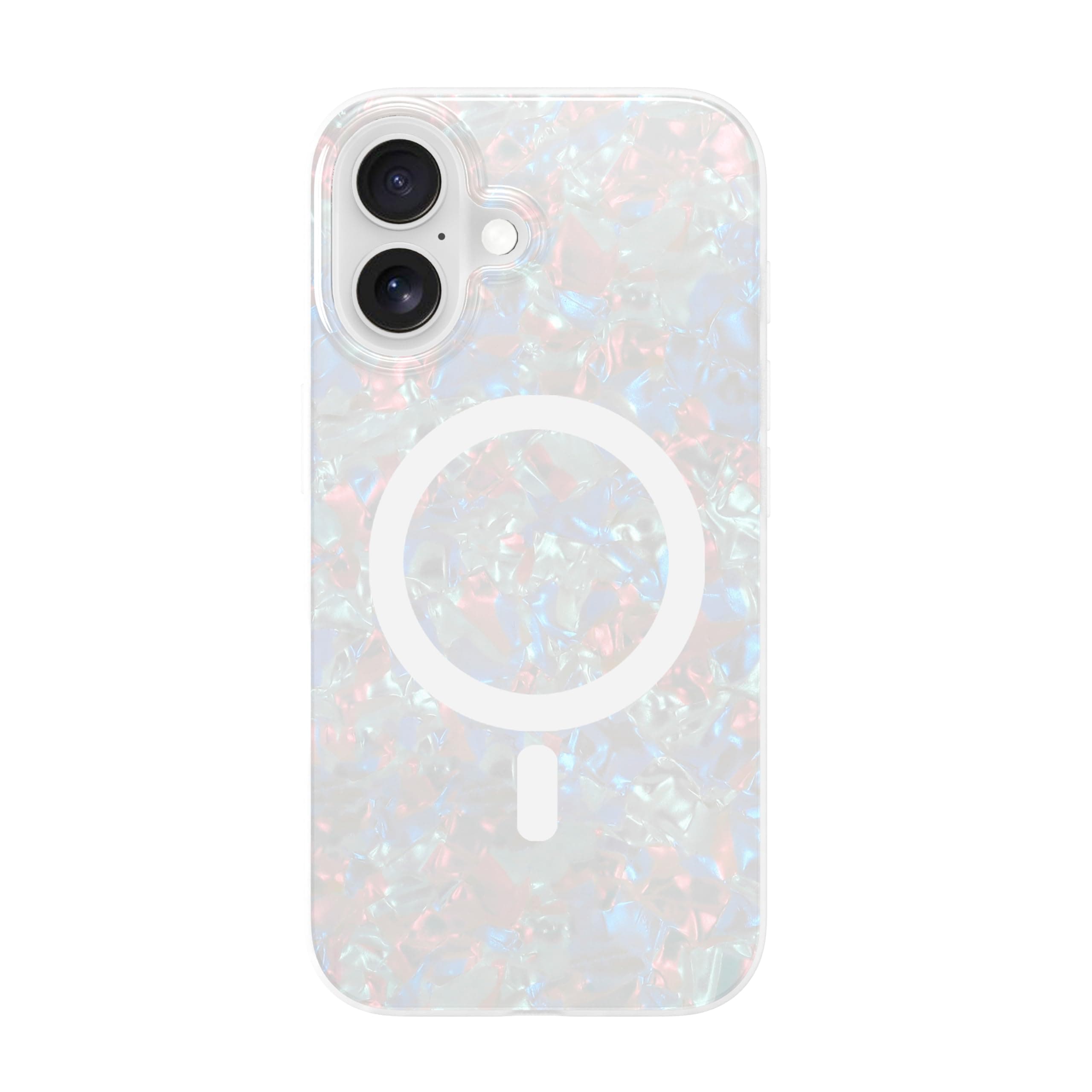 LONLI Hue - Magnetic Case for iPhone 16 Plus - [Compatible with Magsafe] - [360° Shock-Absorbent Bumper] - [Cute and Unique Phone Cover for Girls and Women] - White Pearl Tort