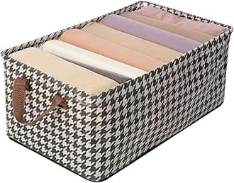 House of Quirk 1Pcs Store Wardrobe Organizer For Clothes With Metal Fram Foldable Storage Box, Clothing Storage Boxes For Pants, Shirt, Sweaters, Jeans, Socks (Houndsooth) Black