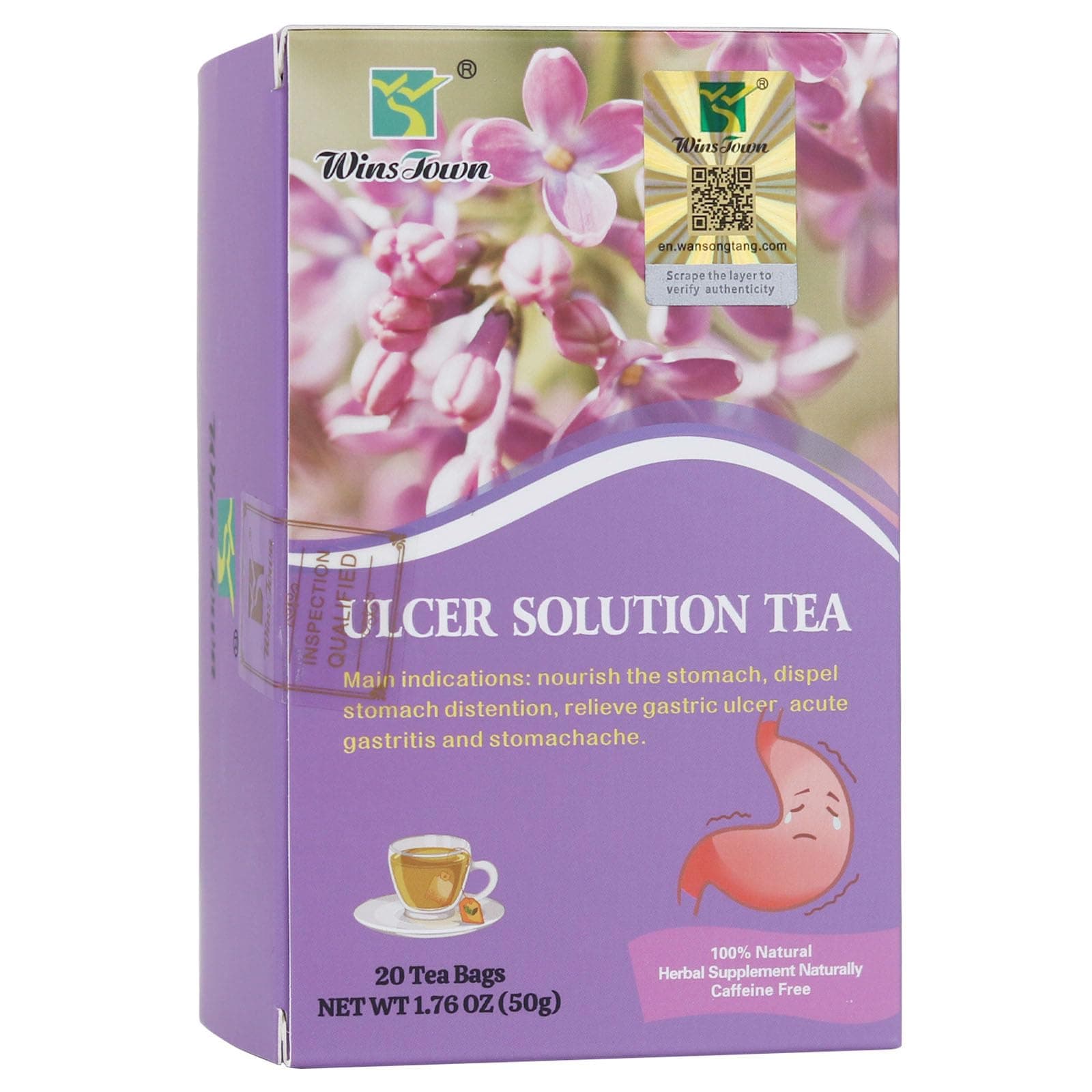 Wins Town Ulcer Solution Tea, Regulate Gastritis, Stomachache and Various Stomach Discomfort, 20 Teabags