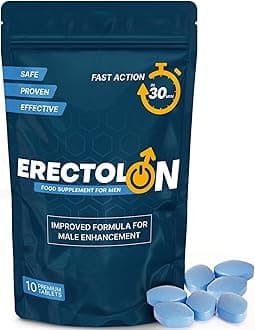 ERECTOLON – Blue 10 Stamina & Energy Tablets for Men – Fast-Acting Tribulus Terrestris Herbal Supplements for Enhanced Performance & Stamina – Pills for Men UK – Korean Ginseng – Long-Lasting Results