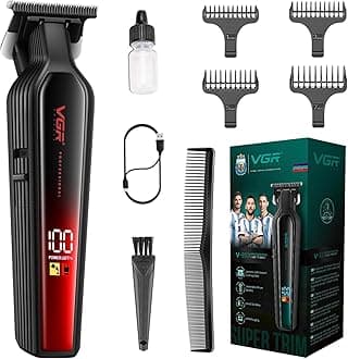 VGR 930 Professional Beard Trimmer Hair Clippers for Men, 360 Minutes Run Time Hair Trimmer for Men, Zero Gapped Barber Clippers with T Blade, USB-C Rechargeable Cordless Edgers Clippers, Red