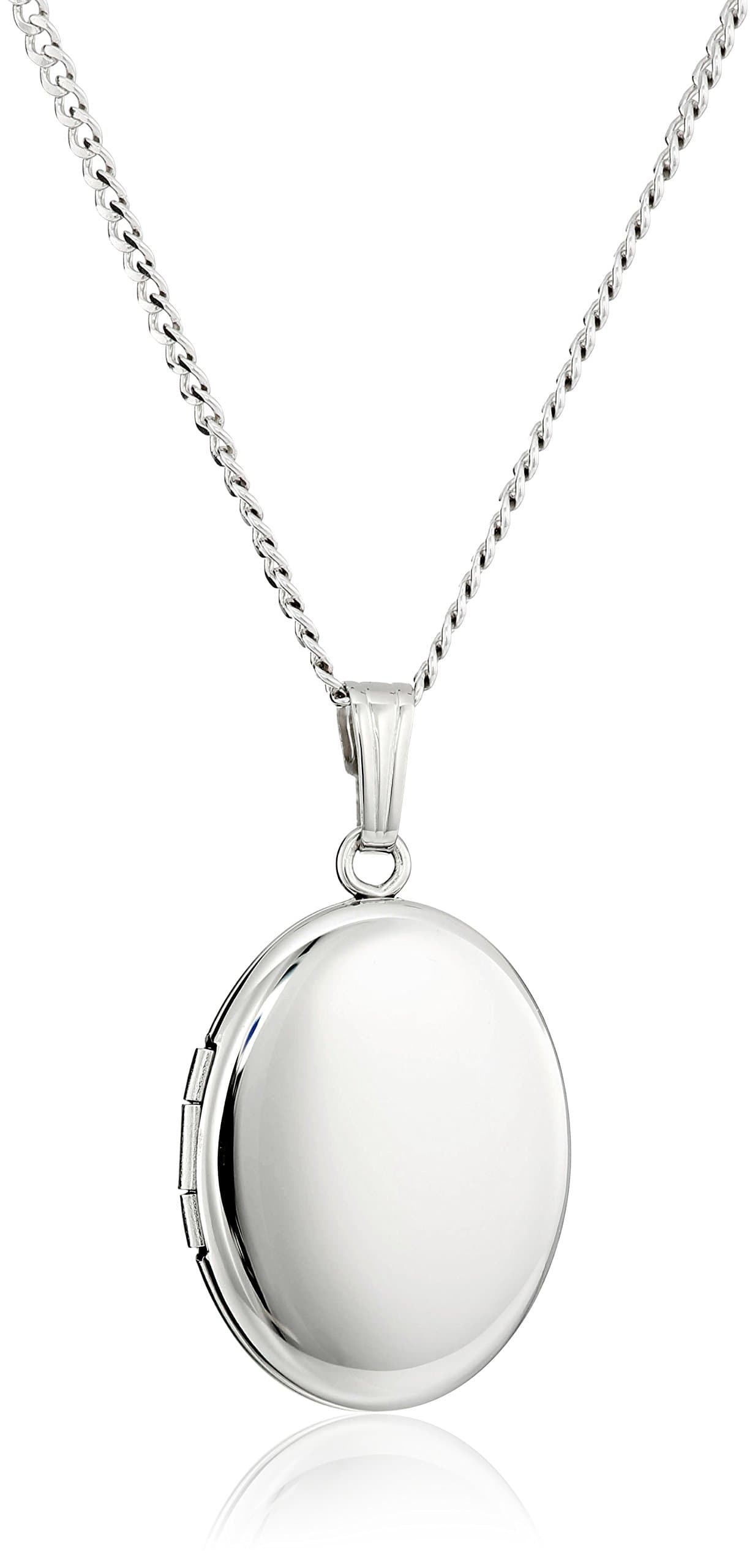 Sterling Silver Polished Oval Locket Necklace