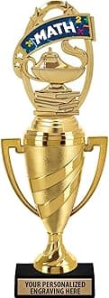 Crown Awards Math Trophy, 14" Gold Cup Mathematics Trophies with Free Personalization Prime