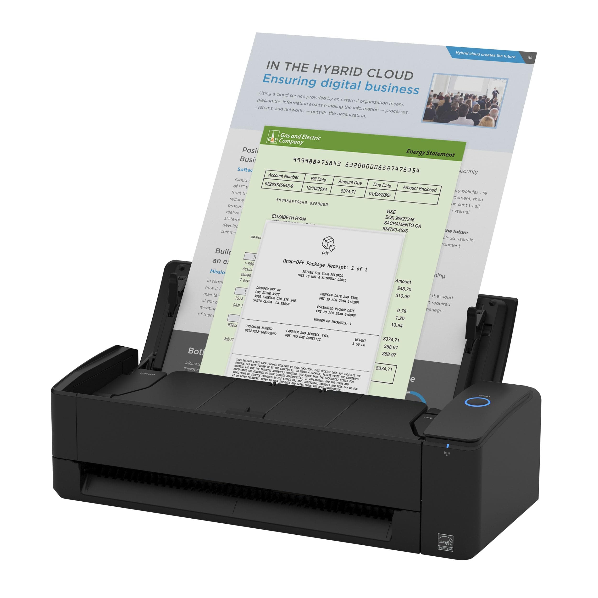 ScanSnap iX1300 Compact Wireless or USB Double-Sided Color Document, Photo & Receipt Scanner with Auto Document Feeder and Manual Feeder for Mac or PC, Black
