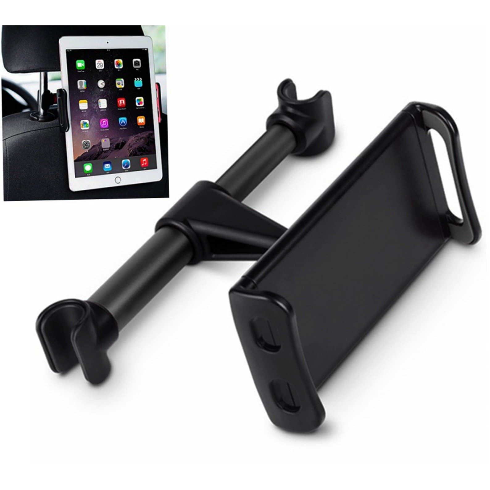 Headrest Tablet Car Mount,DHYSTAR Headrest Car Holder Mount Bracket Stand Clamp Compatible for Tablets/Mobile Smart Phones(4" to 11" Screen),360 Swivel Adjustable (Black)