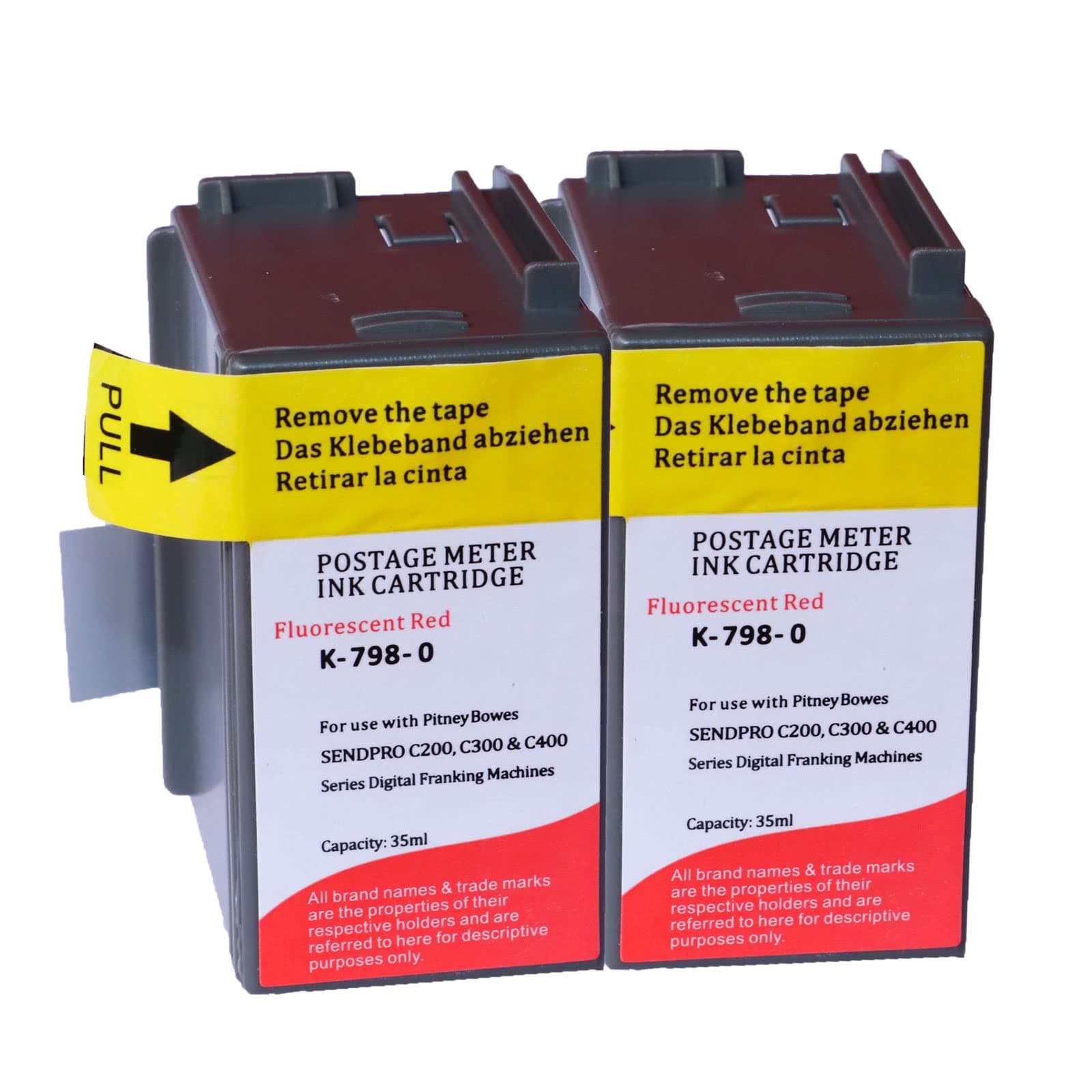 CRANBOLYCRANBOLY 2-Pack Replacement Compatible SL‑798‑0 Red Fluorescent Ink cartridges for SendPro C200, C300 and C400 Postage Meters