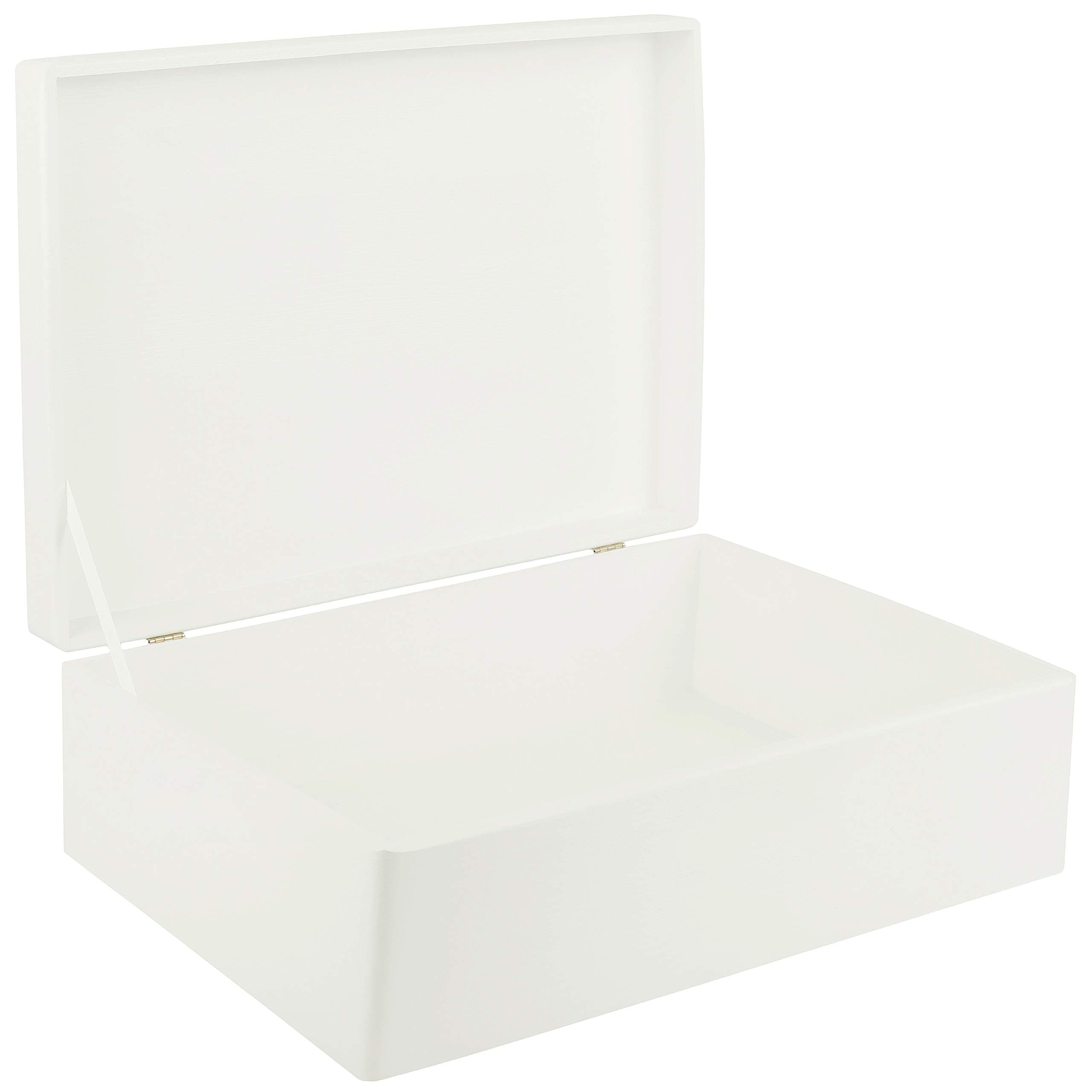 Creative Deco White Wooden Storage Box | 40 x 30 x 14 cm (+/- 1 cm) | with Lid | Wooden Box | Souvenir Box | Trunk Box | Raw and Unpunched