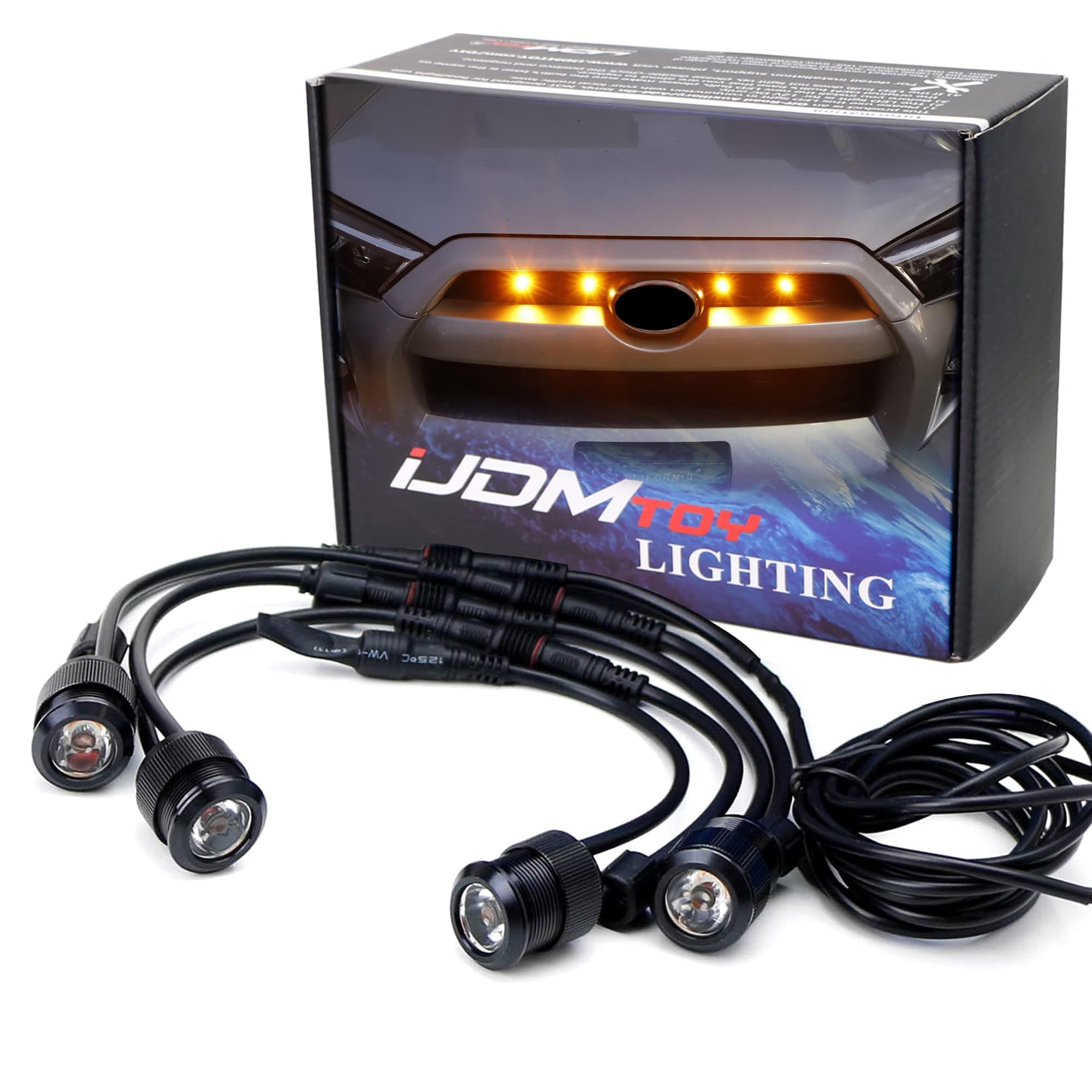 4pc Set 3W High Power LED Grille Mesh Mount Lighting Kit Compatible with Toyota FJ Cruiser 4Runner Tacoma etc., 2500K Amber Projector Lens Spot Beam LED Lights