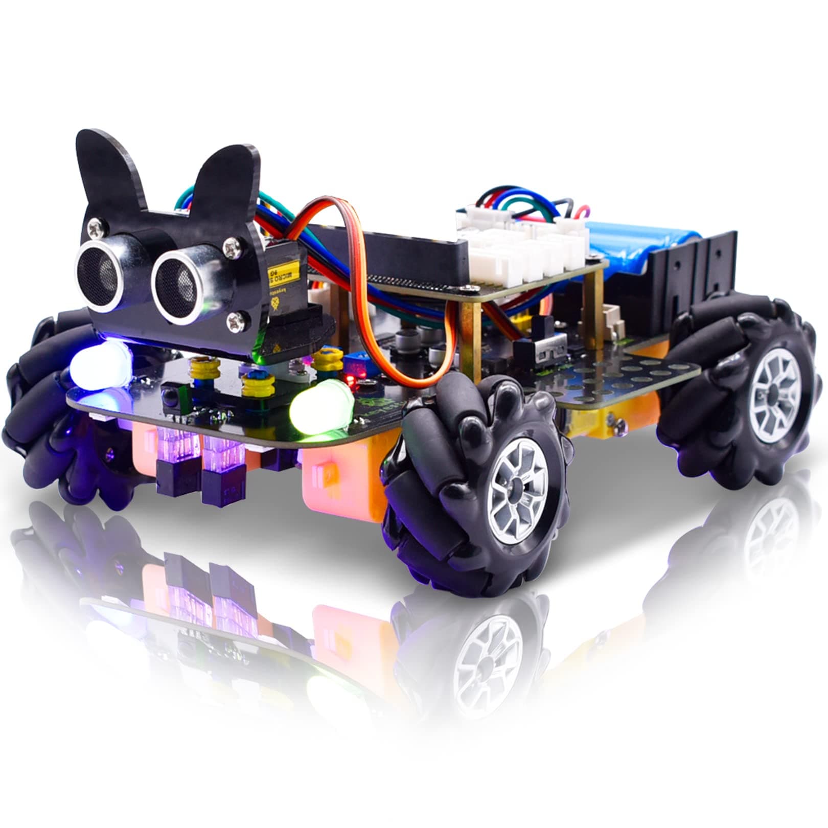 Microbit 4WD Mecanum Robot Car Kit for Micro:bit v2 (Not Contained) - Novel Rugged Vehicle for Kids, Graphical Makecode Python Code, DIY Programmable for Adults Teens STEM Education