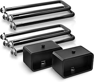 Maxracing 2" Rear Lift Blocks Compatible with Chevy Silverado 1500/GMC Sierra 1500 2007-2024 2007-2024 Rear Leveling Block Kit with Extended Square U Bolts