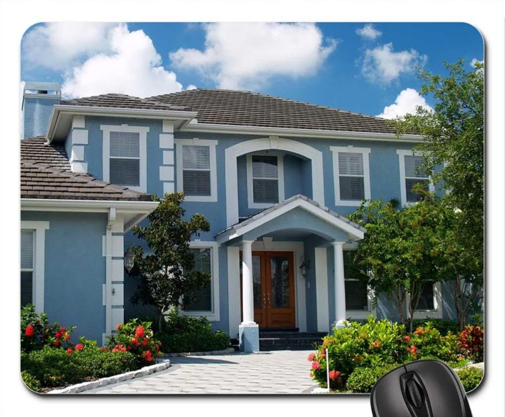 Blue House Mouse Pad, Mousepad (Houses Mouse Pad)