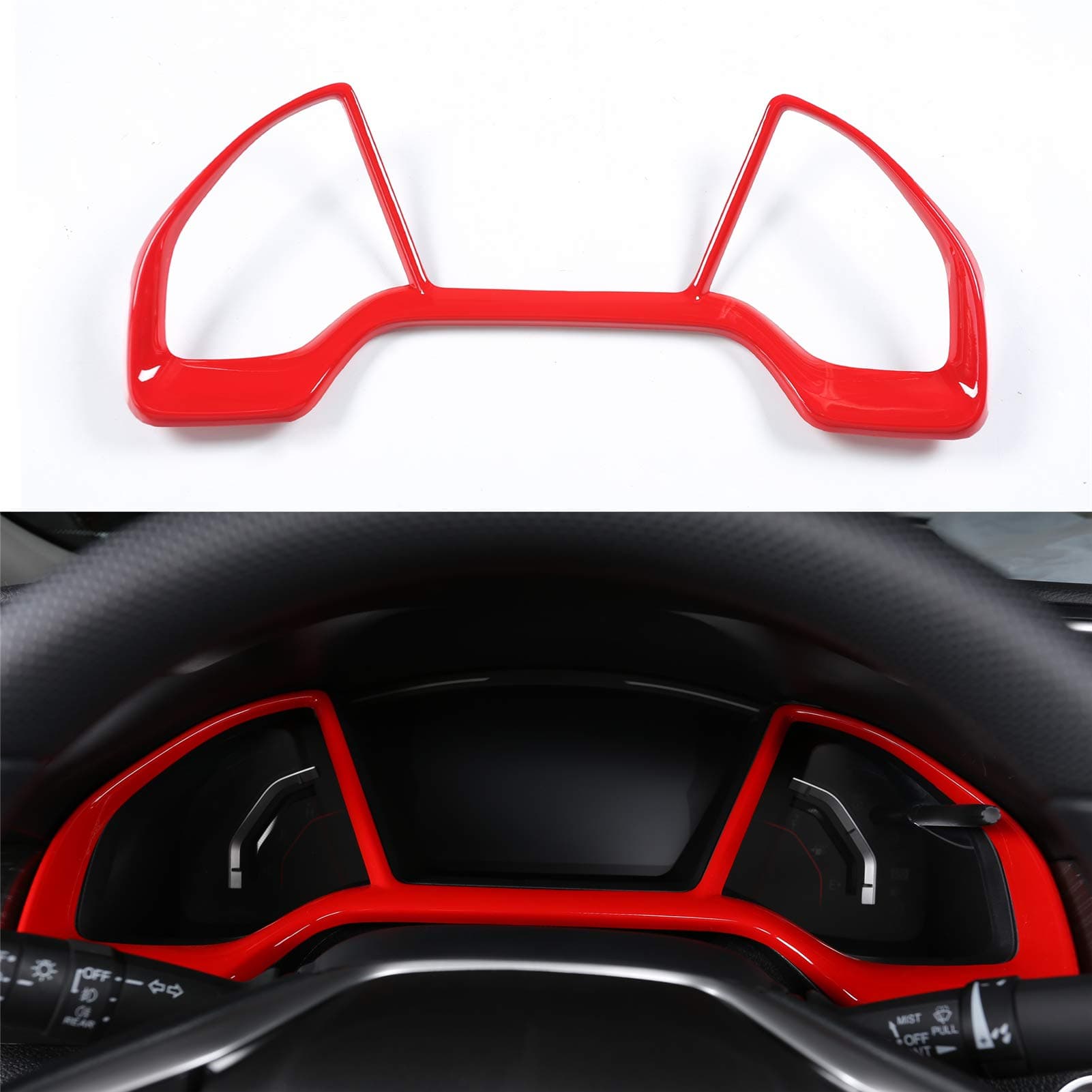for Honda Civic 10th Gen Red Dashboard Instrument Panel Dial Trim Cover Frame Interior Accessories(red, Dashboard Frame)