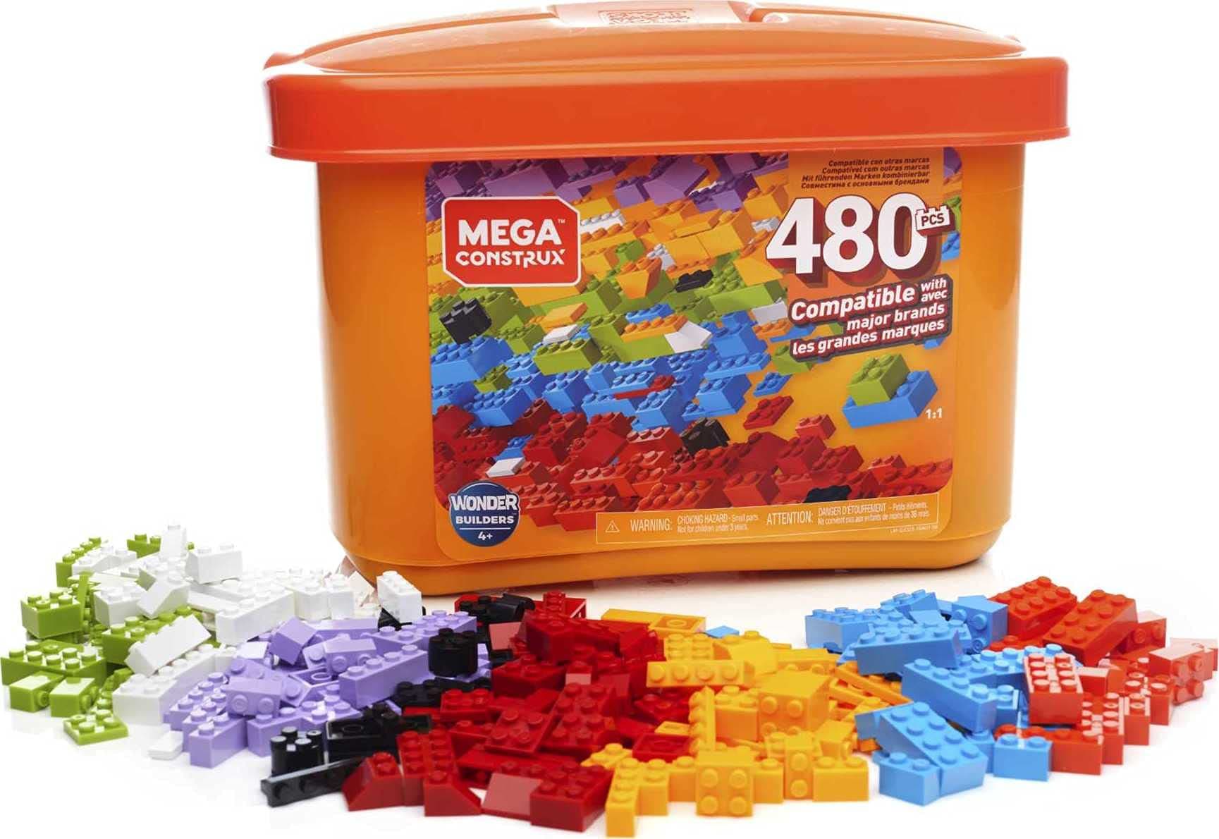 Mega Construx Open-Ended Play Brick Box for Ages 4+ (Building Toys for Creative Play - 480 Pieces), Multicolor (GJD23), Compatible with Major Brands