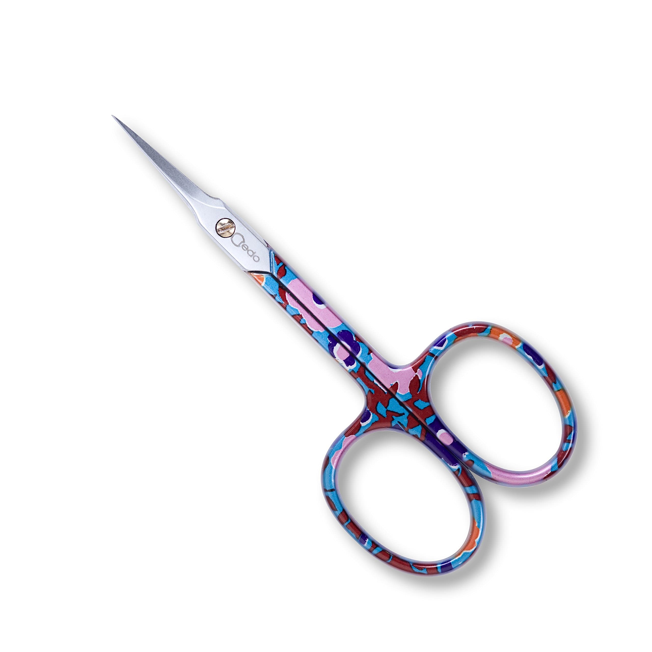 CREDO Cuticle Scissors 8 cm with Tower Tip Flowers Design Matt Chrome