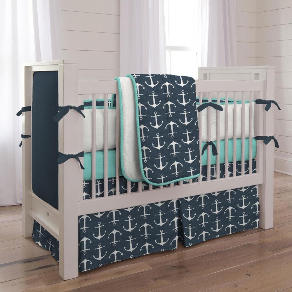Navy Anchors 3-Piece Crib Bedding Set