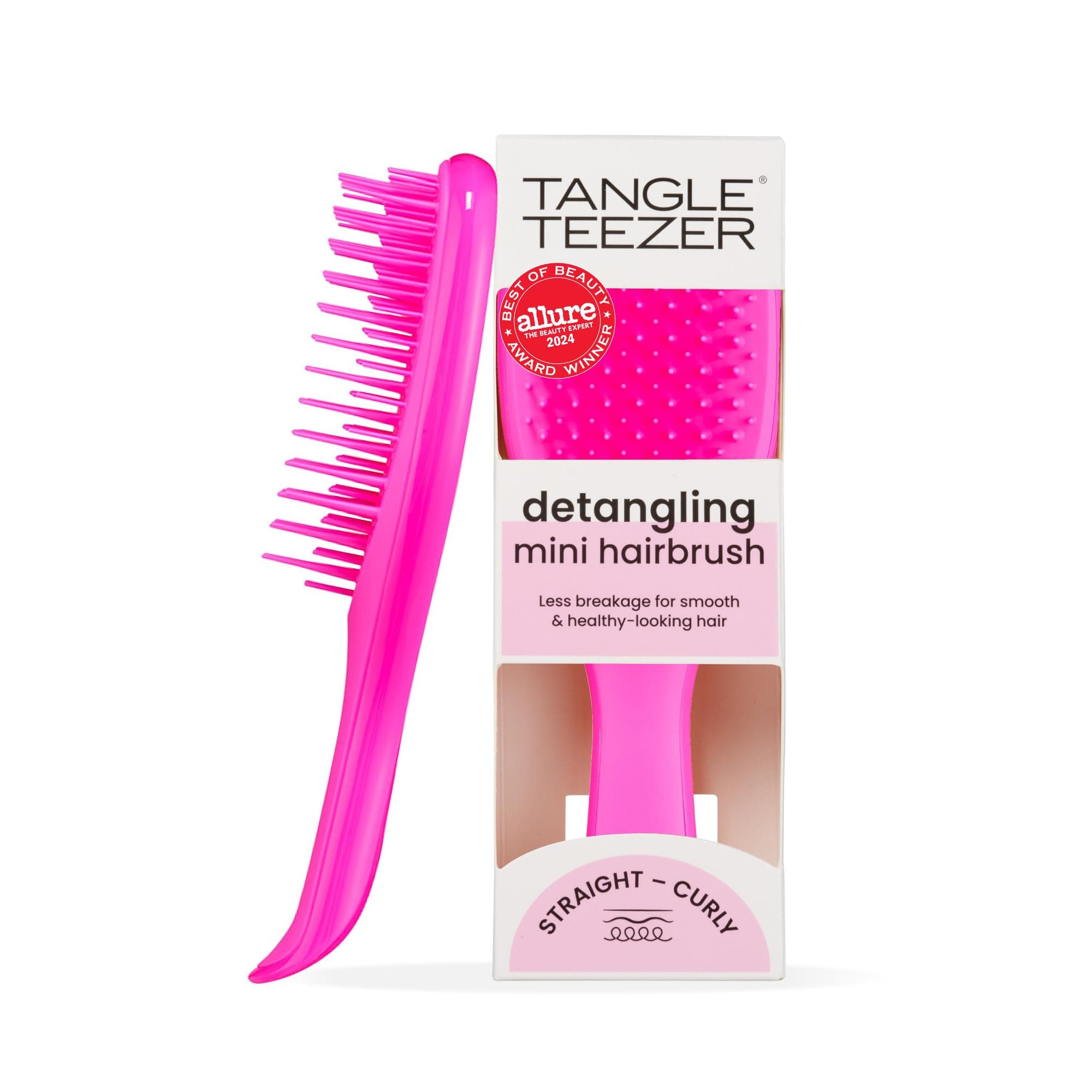 Tangle Teezer Mini Ultimate Tangle Antangle Brush, Dry & Wet Hair Brush Detangler for Travel and Small Hands, Runway Pink