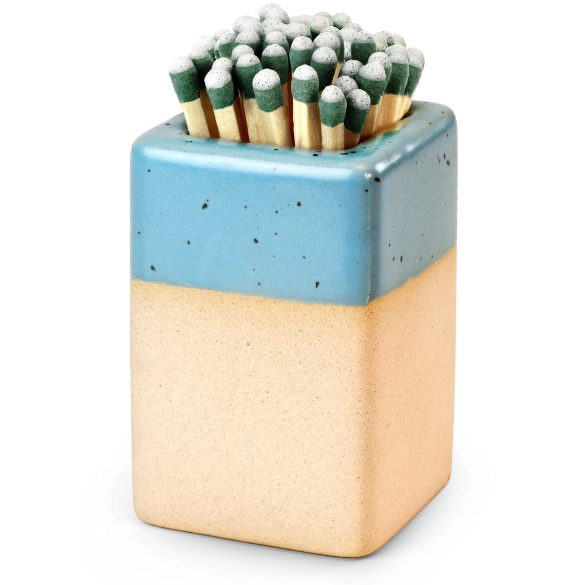 Match Holder with Striker - Modern Ceramic Jar for Strike Anywhere Matches | Perfect for Bathroom Decor, Kitchen Storage, Decorative Farmhouse Fireplace Decor, by Pullan Products