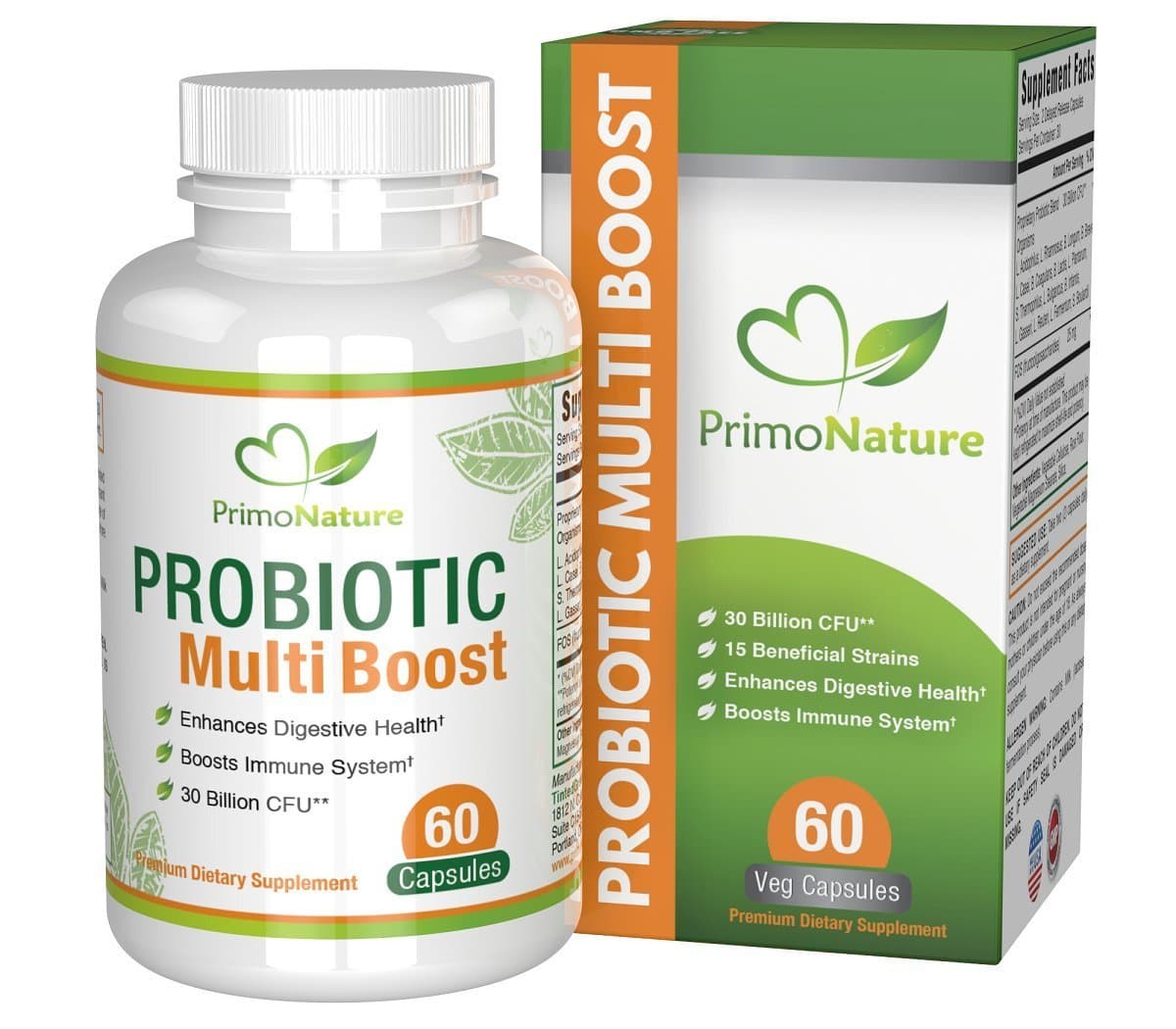 Probiotic Multi Boost, 30 Billion CFU, 15 Best Probiotics Strains, Gluten Free Delayed Release Vegetarian Capsules