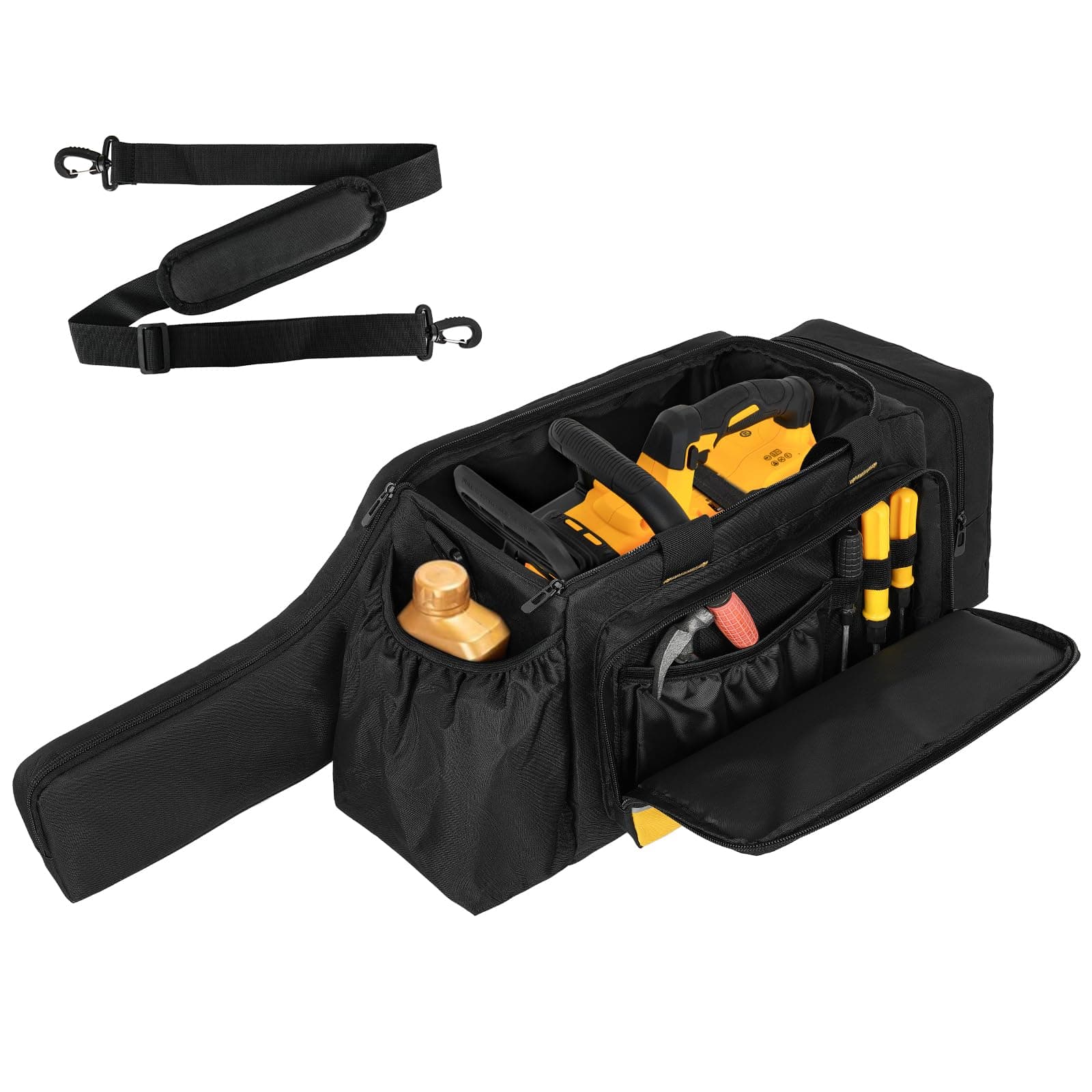 Chainsaw Case,Waterproof Chainsaw Storage Bag Compatible with DEWALT & Ego & Greenworks 10Inch 12Inch Cordless Power Chainsaw&Accessories, Black&Yellow