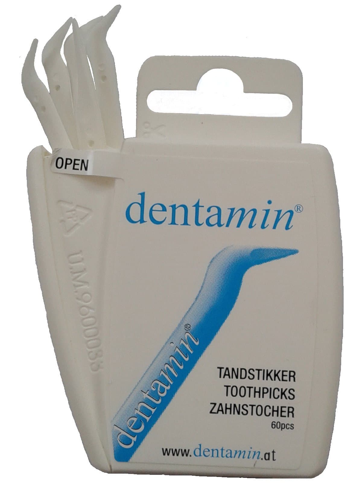 Dentamin® pocket box, 60 toothpicks in practical dispenser box.