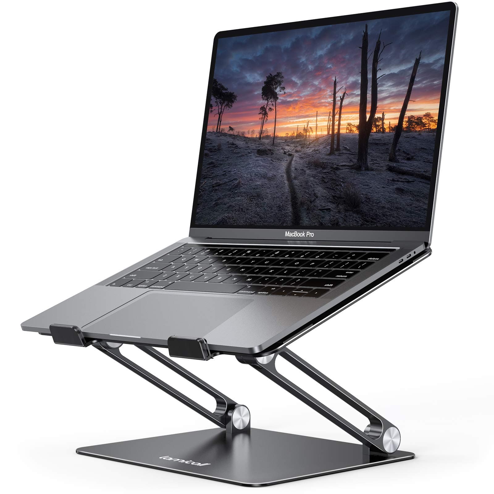 Laptop Stand Riser Portable - Foldable Height Adjustable Ergonomic Computer Notebook Stand Holder Lift for Desk, Compatible with MacBook Air Pro, Dell XPS, HP (10-17'') - Black